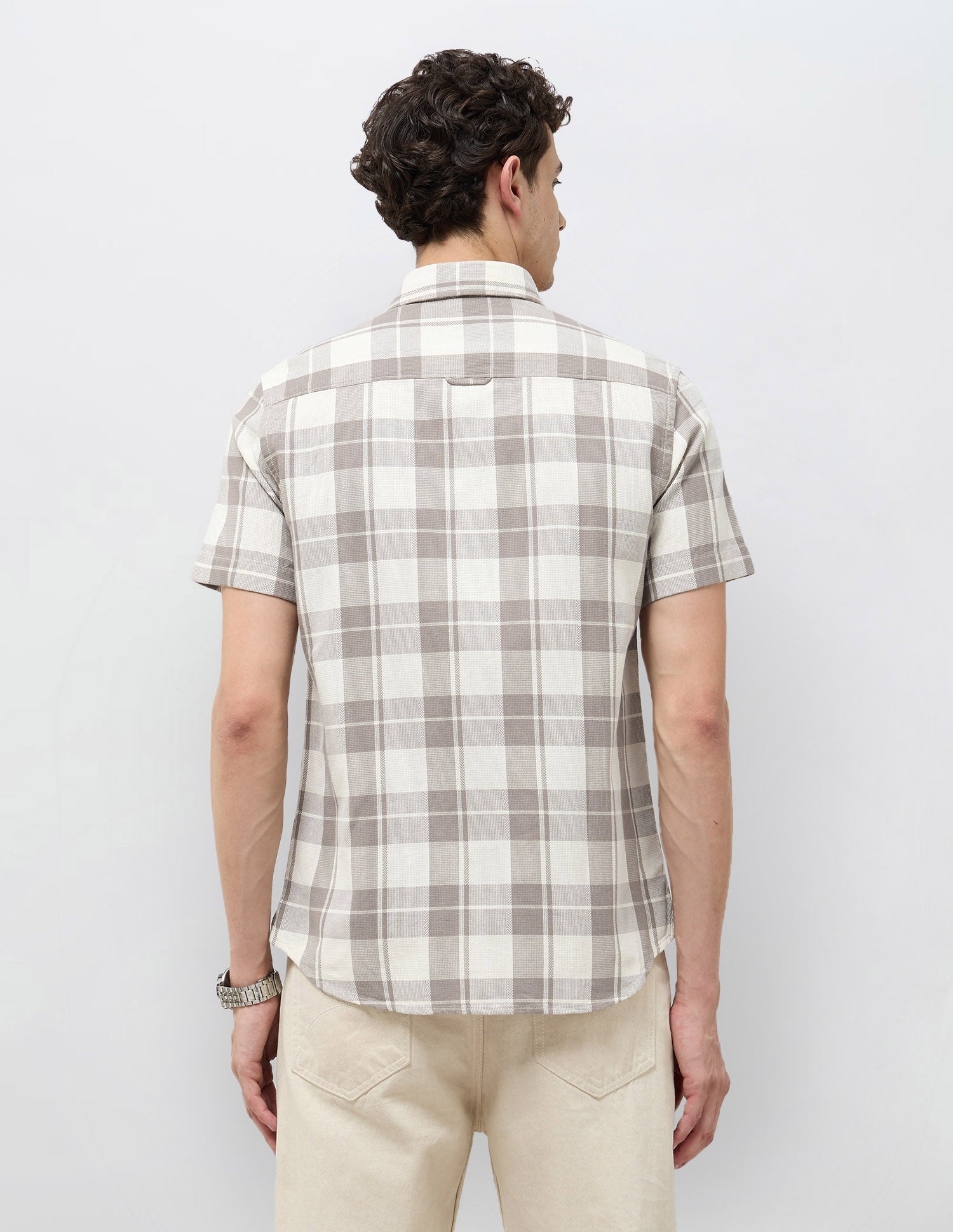 Regular Fit Textured With Tartan Checked Shirt Brown - U.S. POLO ASSN. | Large