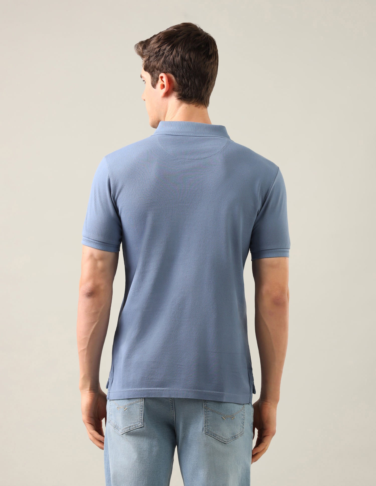 Solid Slim Fit Polo Shirt Blue - U.S. Polo Assn. India | Large