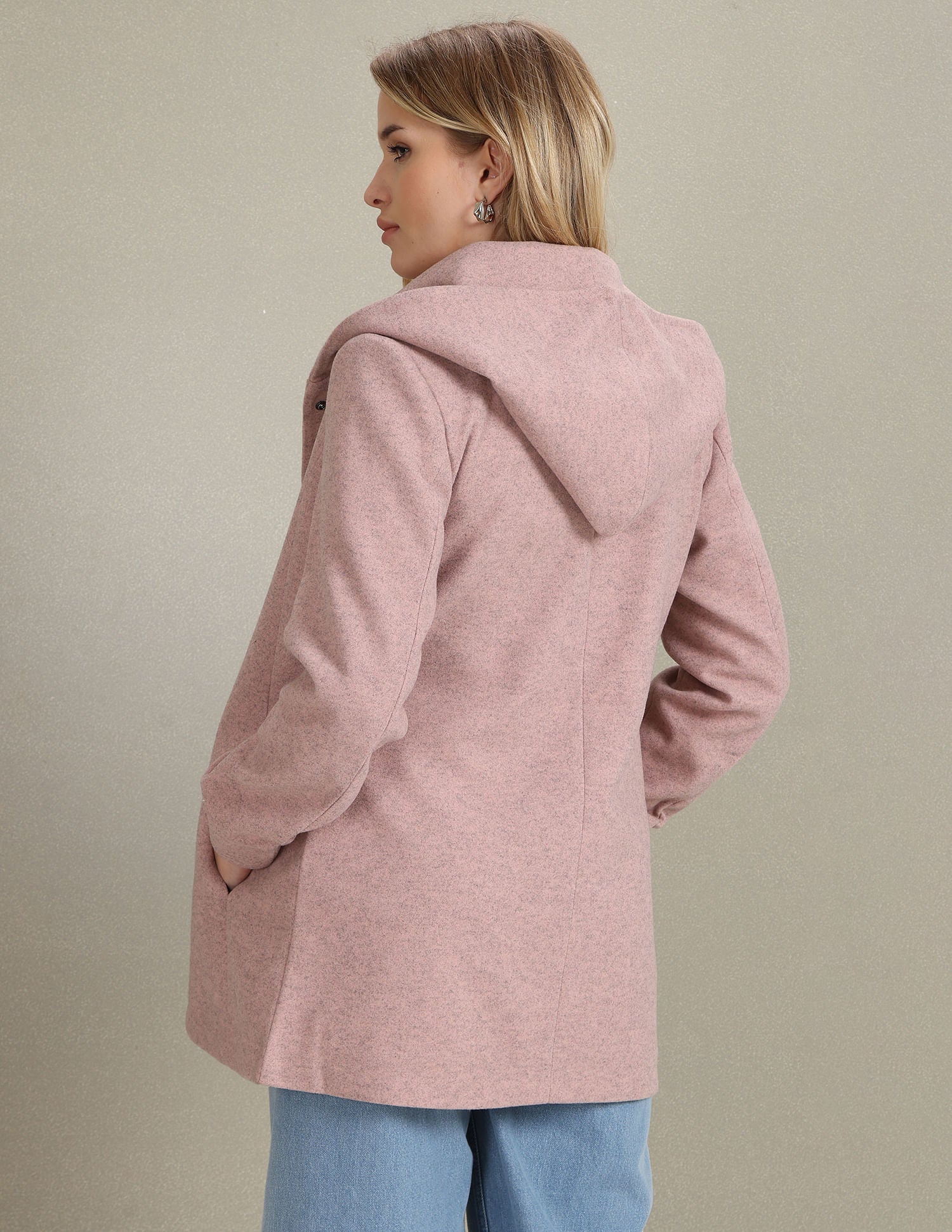 Longline Heathered Hooded Jacket Pink - U.S. POLO ASSN. | Large