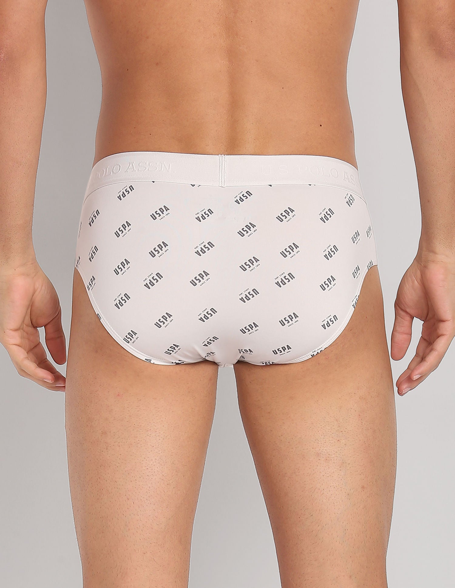 Nylon Stretch Printed AB002 Active Briefs - Pack Of 1 Oyster Mushroom - U.S. POLO ASSN. | Large