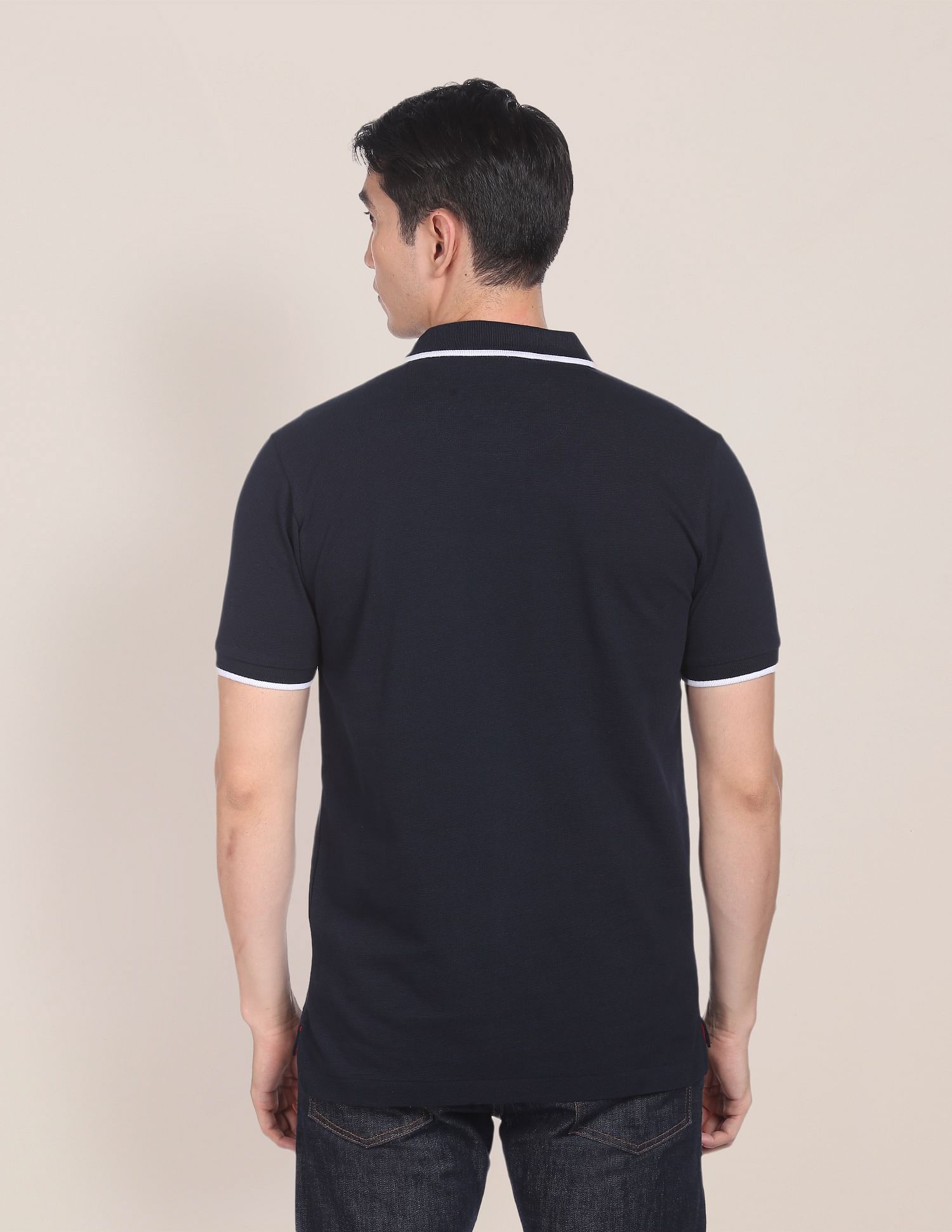 Embroidered Logo Solid Polo Shirt Navy - U.S. POLO ASSN. | Large