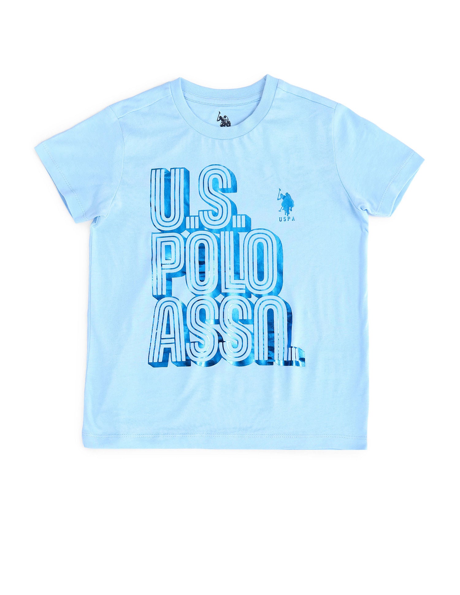 Boys Brand Print Regular Fit T-shirt Light Blue - U.S. POLO ASSN. | Large