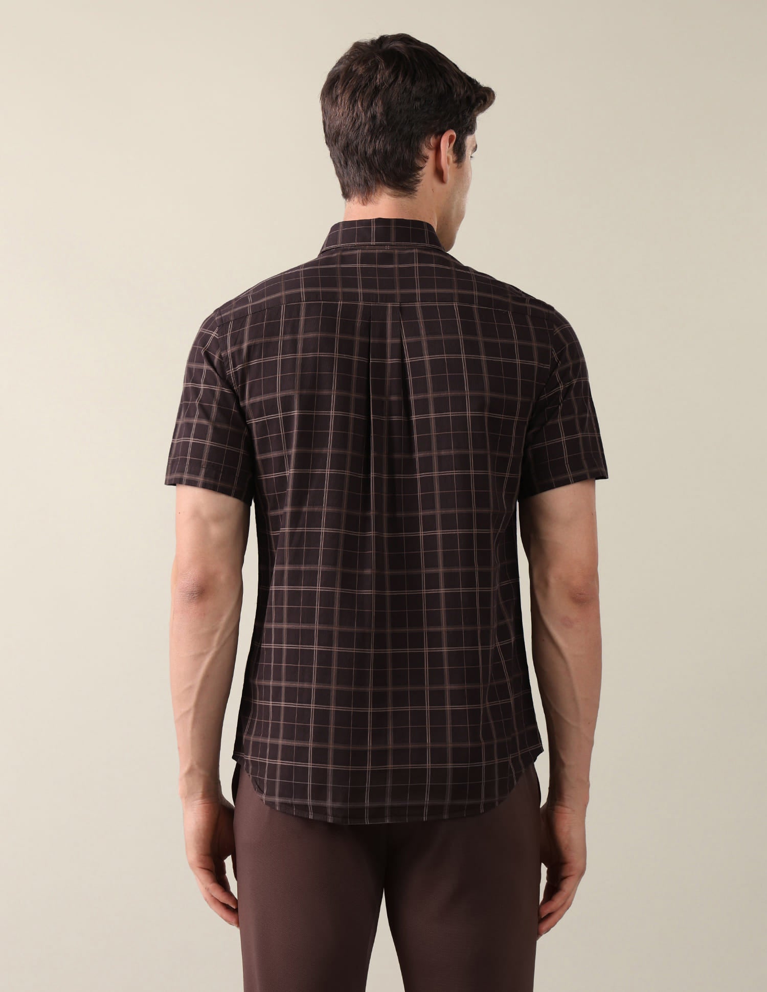 Grid Tattersall Checked Tailored Fit Shirt Brown - U.S. Polo Assn. India | Large