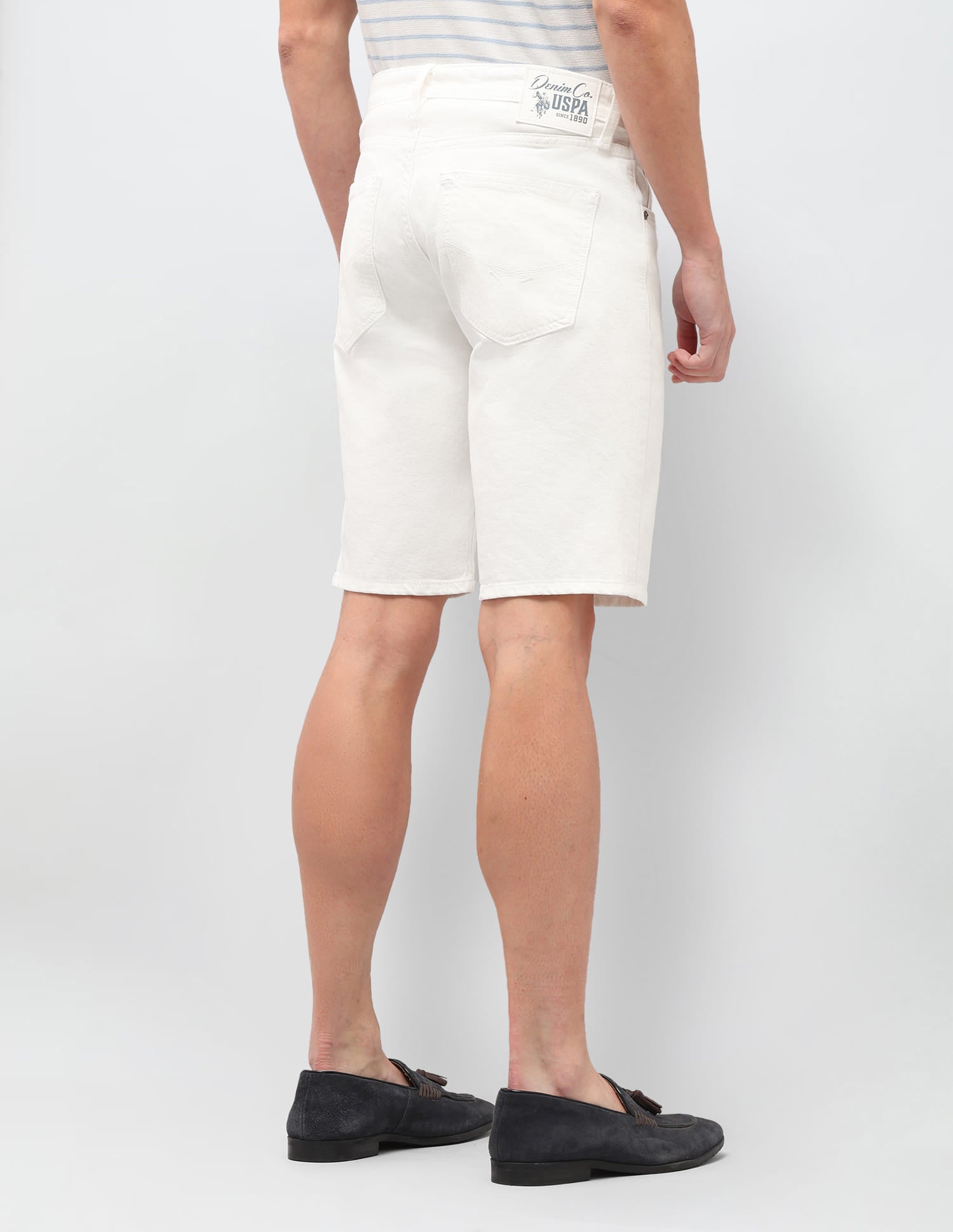 Solid Relaxed Fit Shorts White - U.S. Polo Assn. India | Large