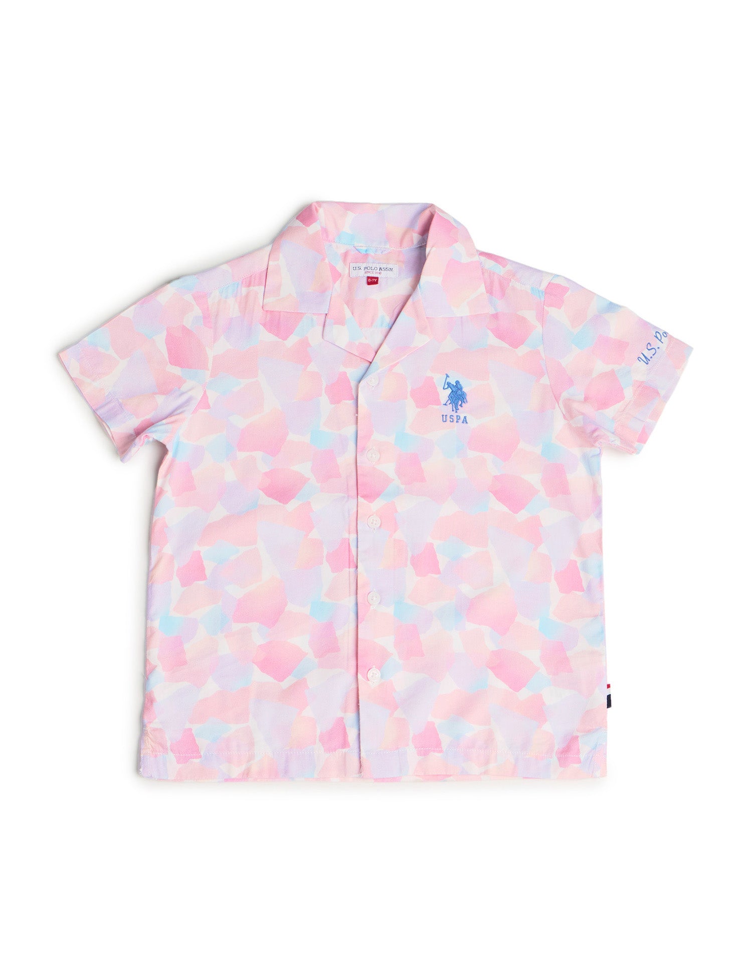 Boys All Over Printed Relaxed Fit Shirt White - U.S. POLO ASSN. | Large