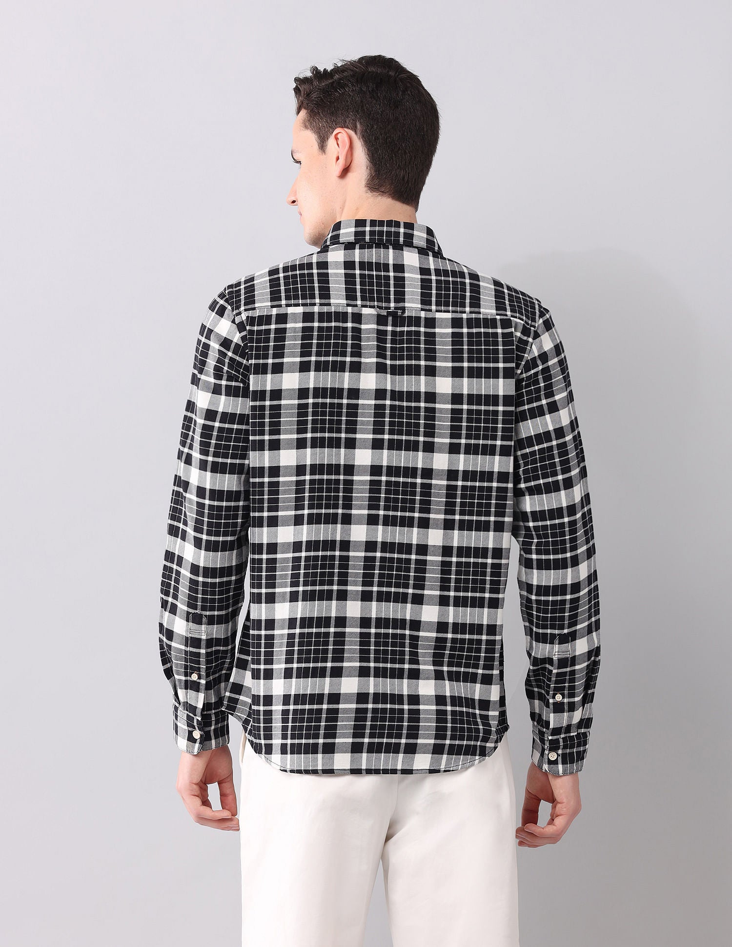 Tartan Checked Pure Cotton Shirt Black - U.S. POLO ASSN. | Large