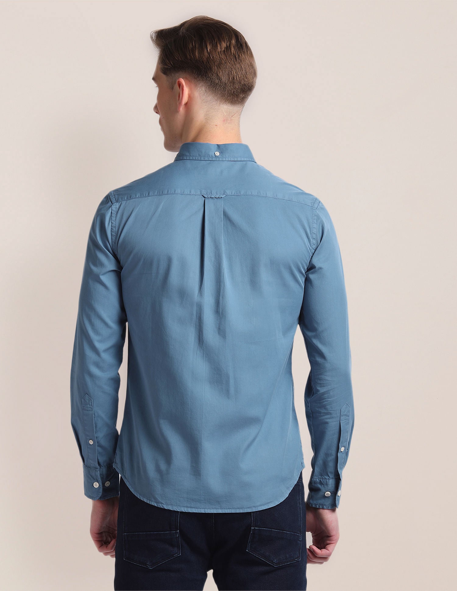 Premium Cotton Solid Shirt Blue - U.S. Polo Assn. India | Large