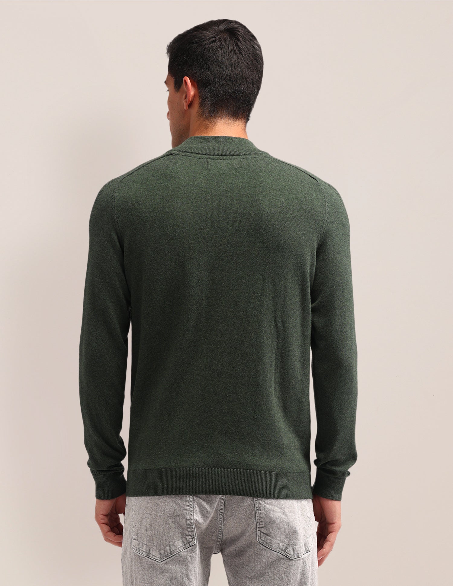 Textured Regular Fit Sweater Dark Green - U.S. Polo Assn. India | Large