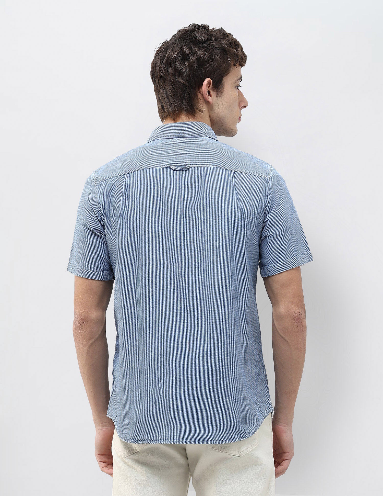 Regular Fit Self Design Vertical Striped Shirt Indigo - U.S. Polo Assn. India | Large