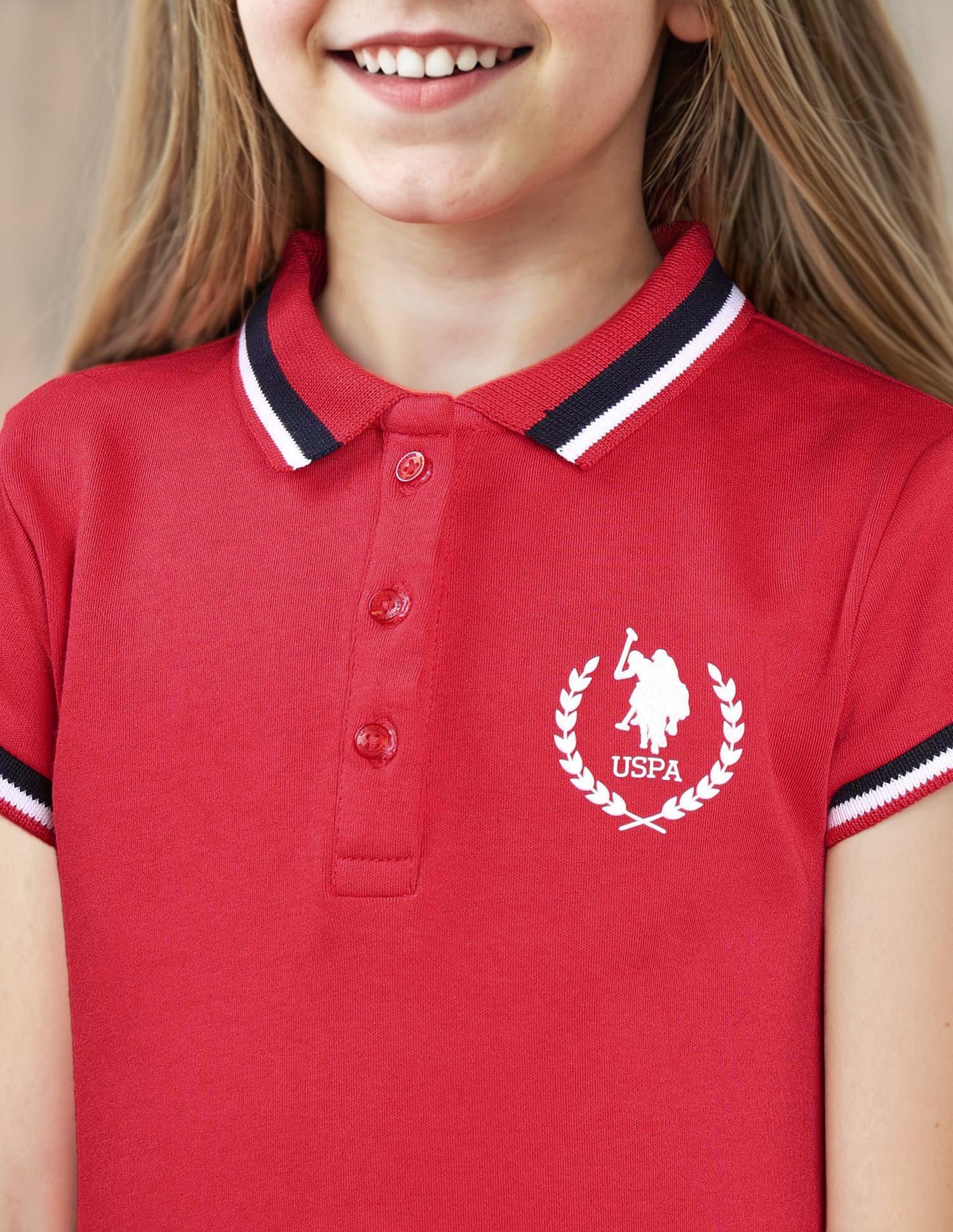 Girls Polo Collar Cotton Dress Red - U.S. POLO ASSN. | Large
