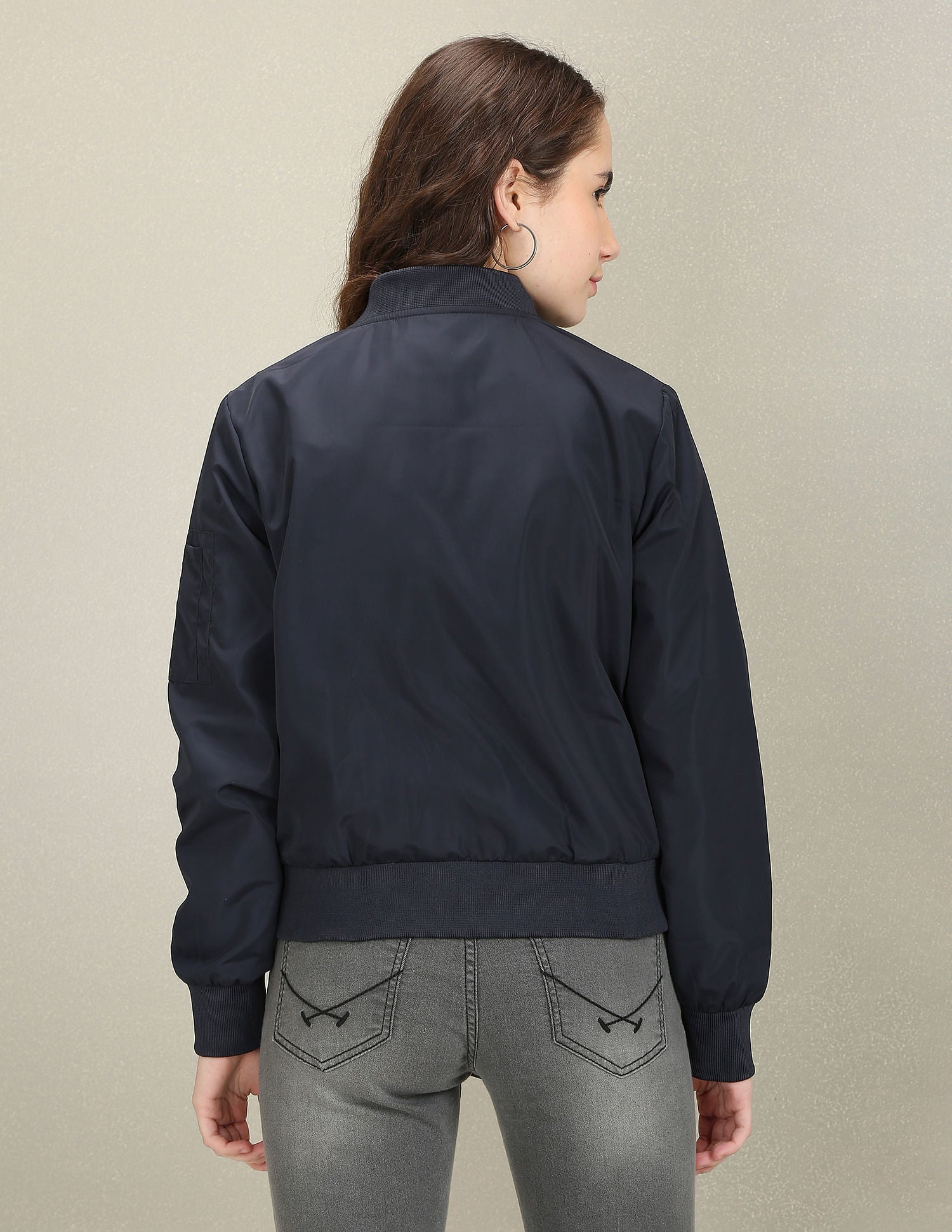 Stand Collar Solid Bomber Jacket Navy - U.S. POLO ASSN. | Large