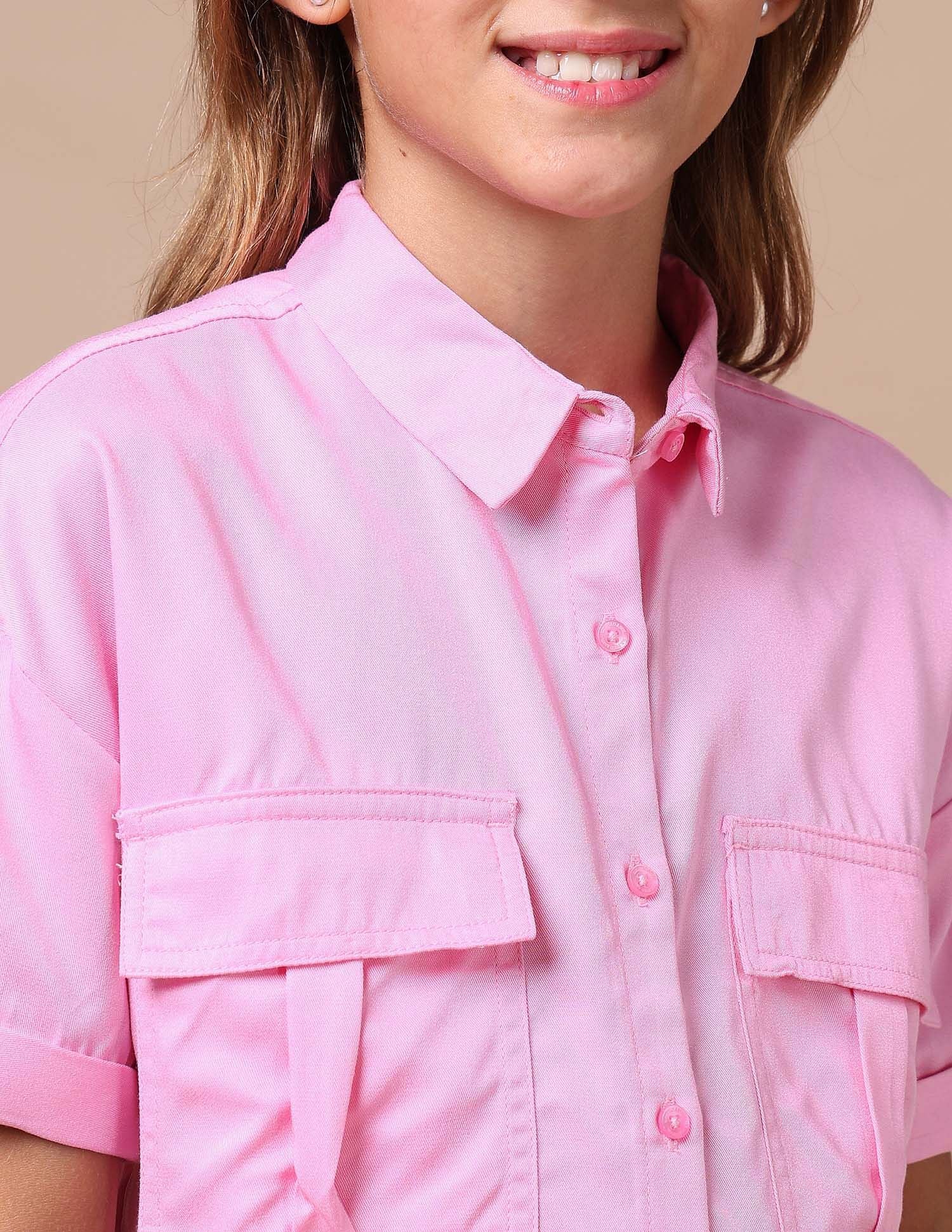Girls Brand Taped Regular Fit Shirt Top Light Pink - U.S. POLO ASSN. | Large