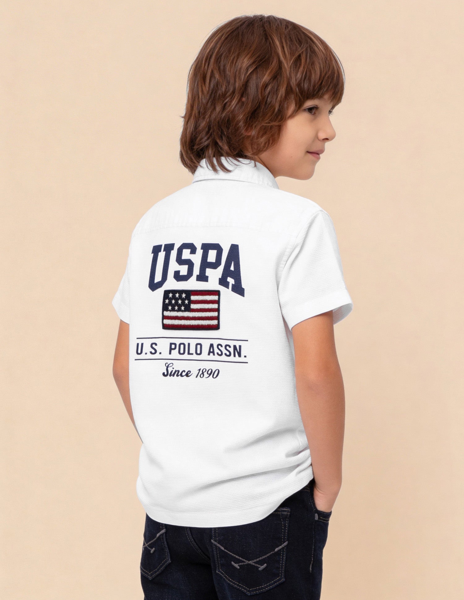 Brand Appliqued Textured Shirt White - U.S. Polo Assn. India | Large