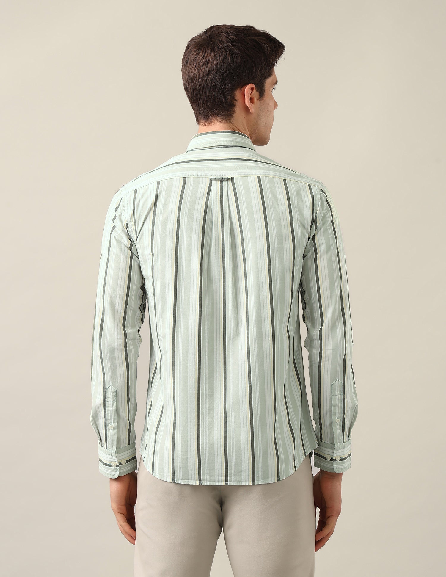 Tailored Fit Vertical Striped Shirt Green - U.S. Polo Assn. India | Large