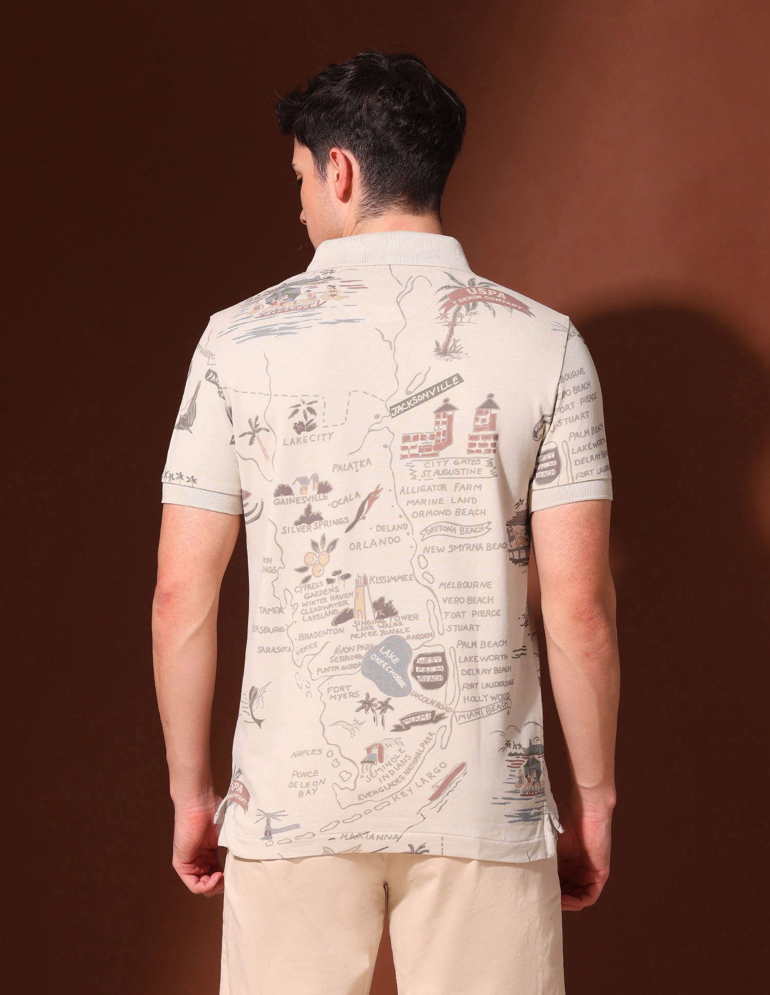 Graphic Pure Cotton Polo Shirt Beige - U.S. Polo Assn. India | Large