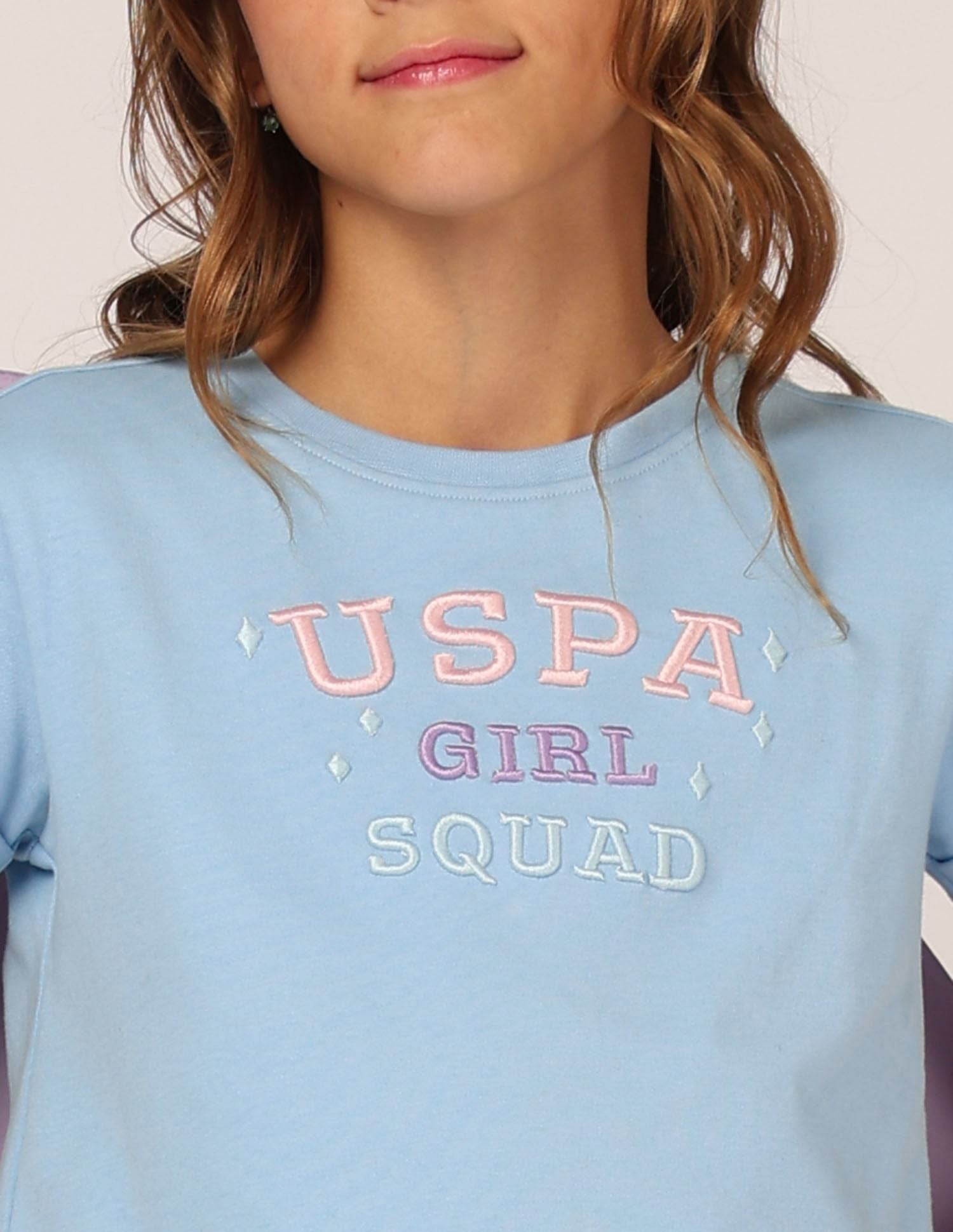 Girls Brand Embroidered Relaxed Fit T-Shirt Light Blue - U.S. POLO ASSN. | Large