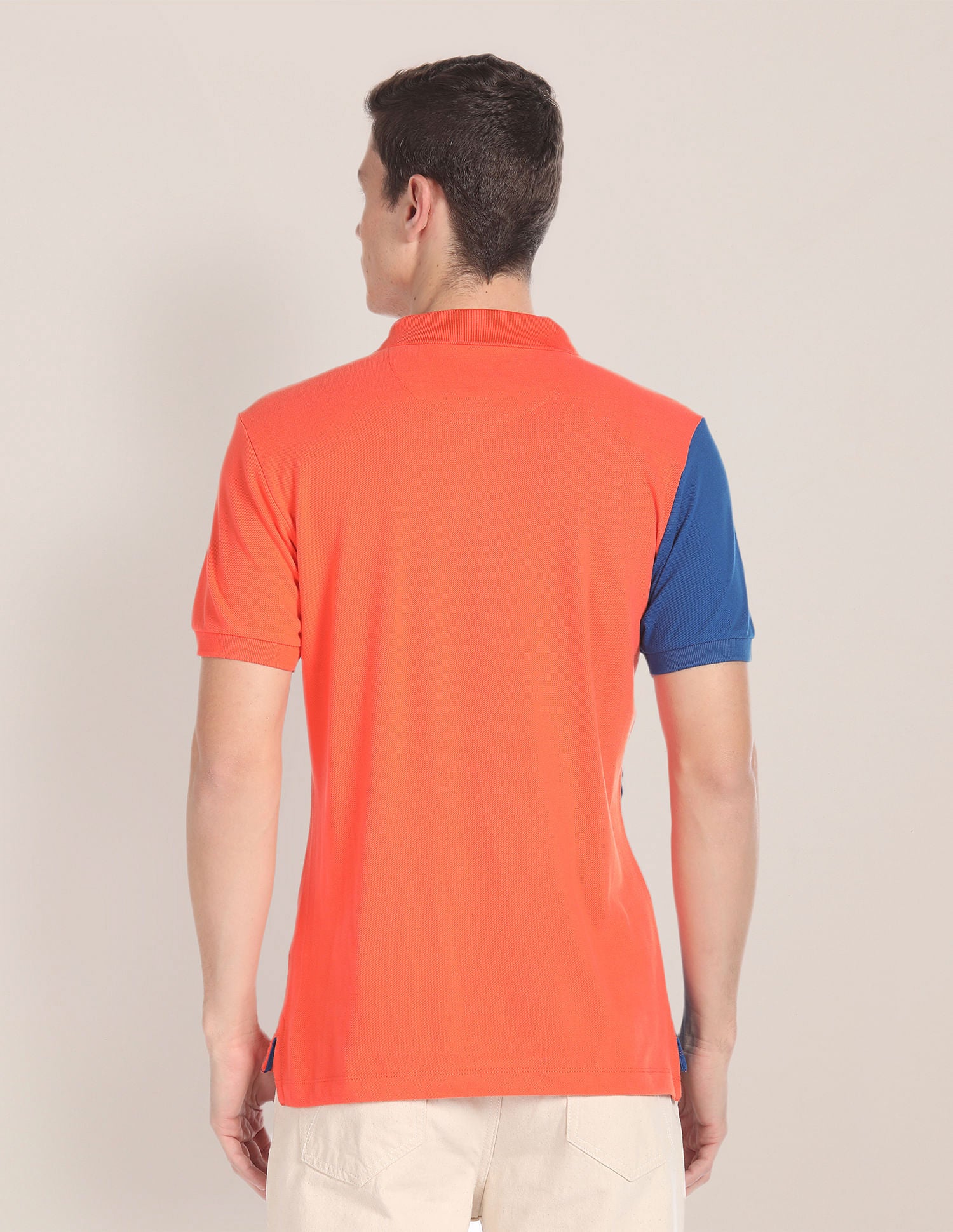 Colour Block Cotton Polo Shirt Orange - U.S. Polo Assn. India | Large
