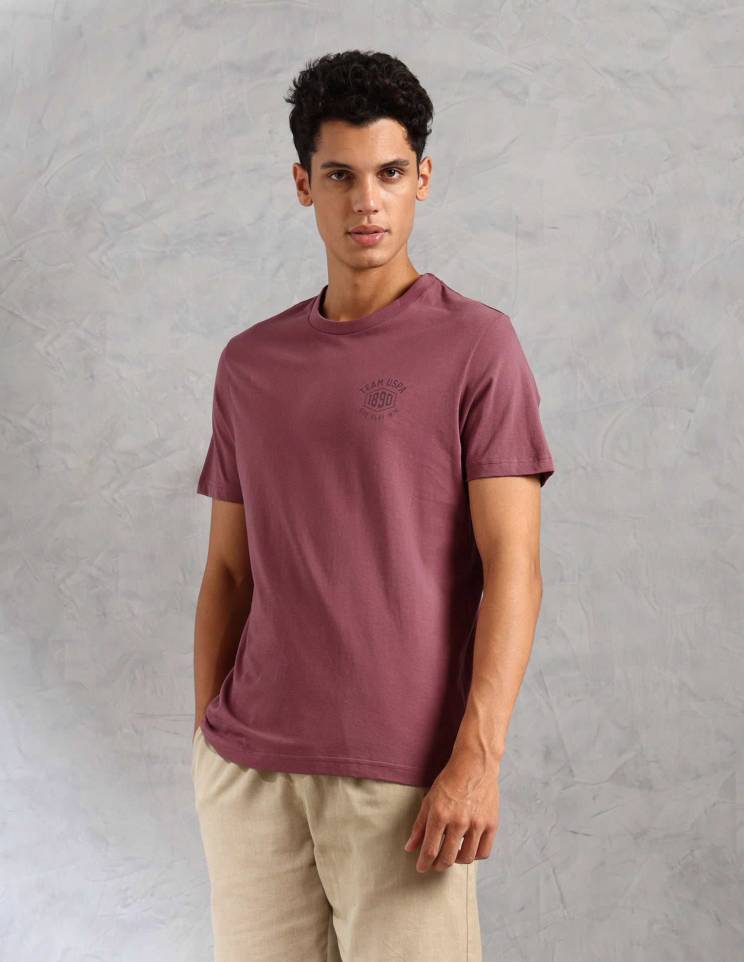 Comfort Fit Solid Cotton IYAL Lounge T-Shirt - Pack Of 2 Deep Blue and Deep Wood - U.S. POLO ASSN. | Large