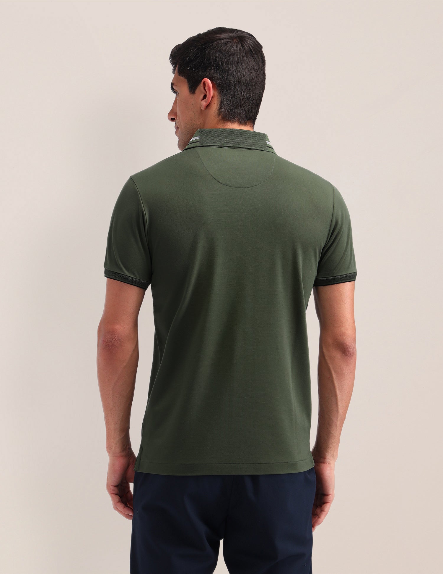 Solid Slim Fit Polo Shirt Olive - U.S. Polo Assn. India | Large