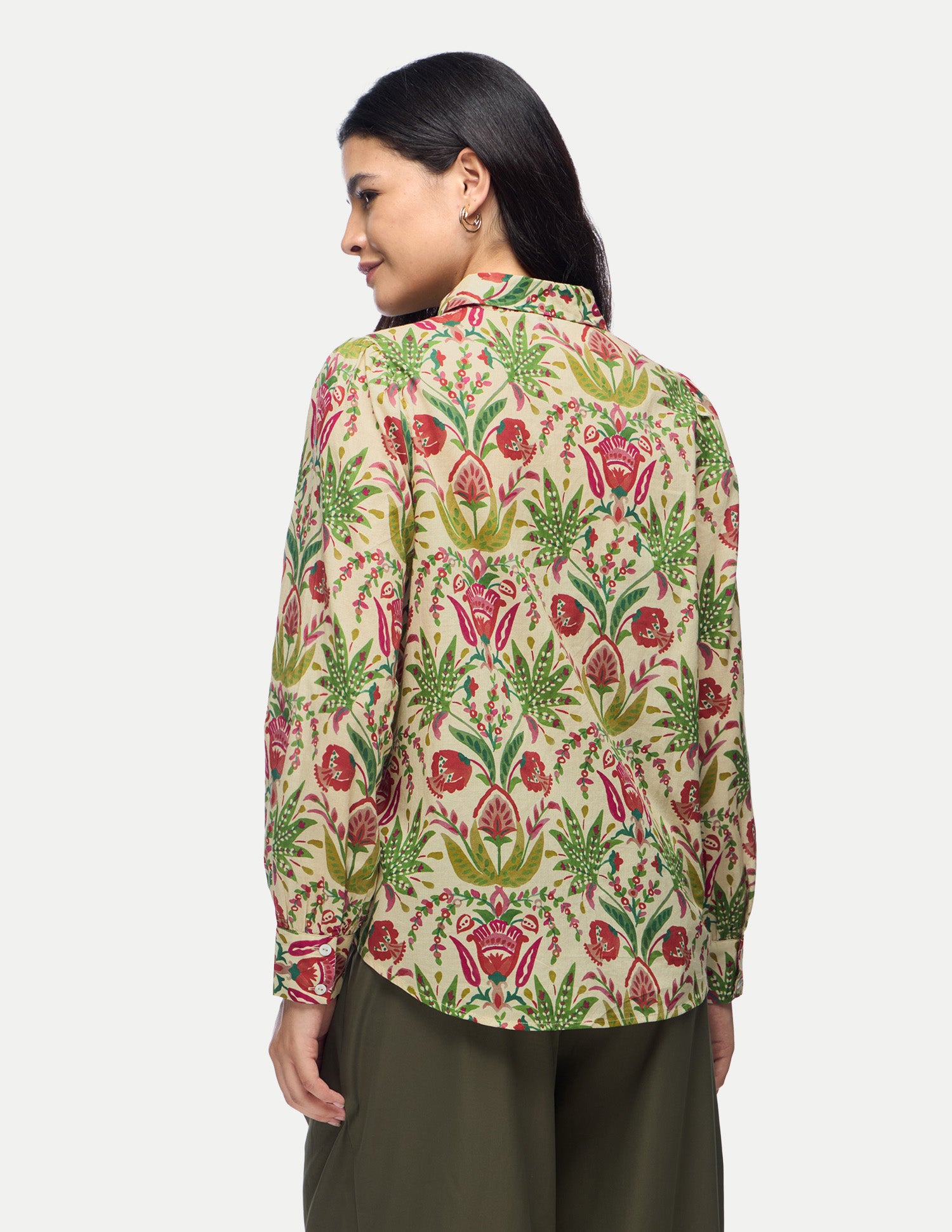 Floral Printed Regular Fit Shirt Ecru - U.S. Polo Assn. India | Large