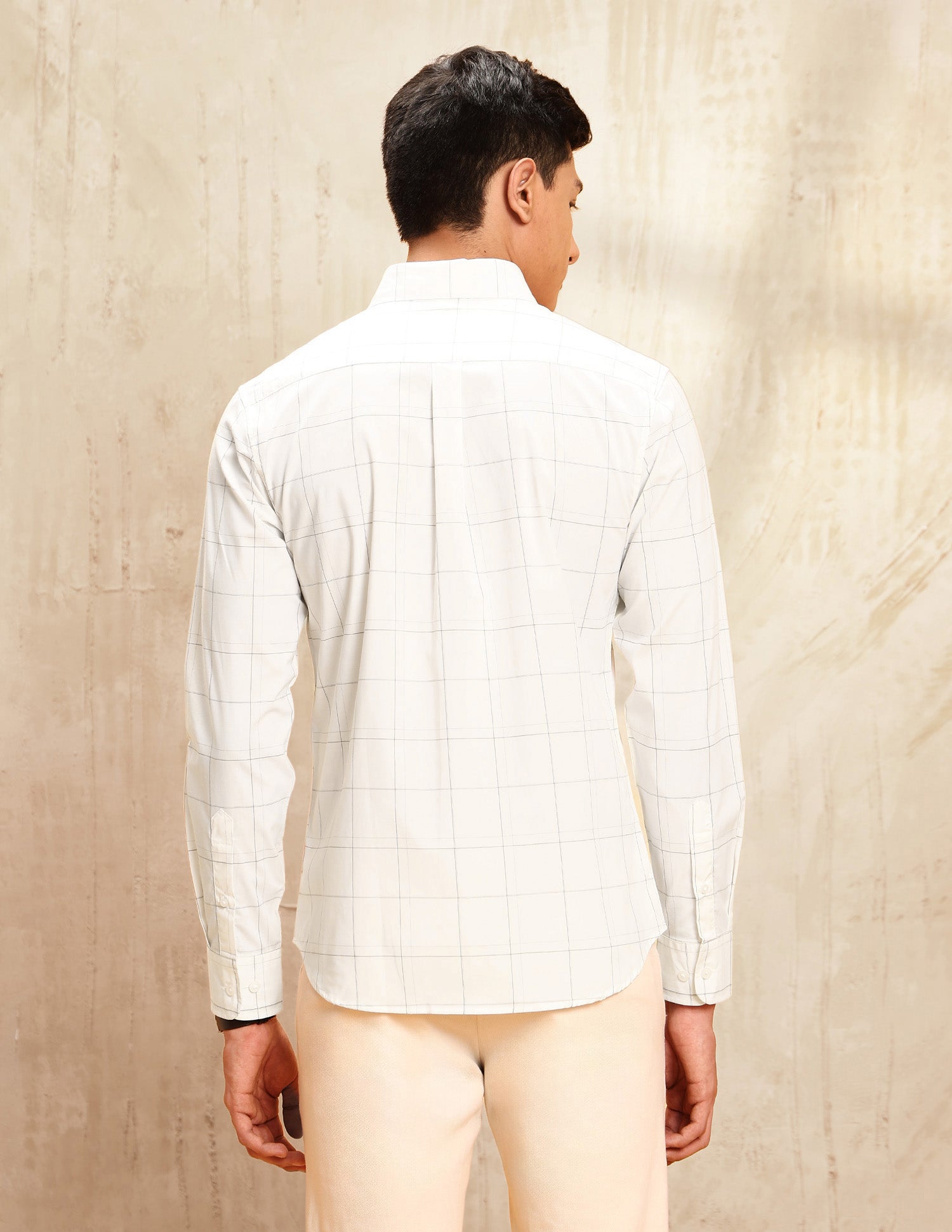 Windowpane Checked Tailored Fit Shirt White - U.S. POLO ASSN. | Large