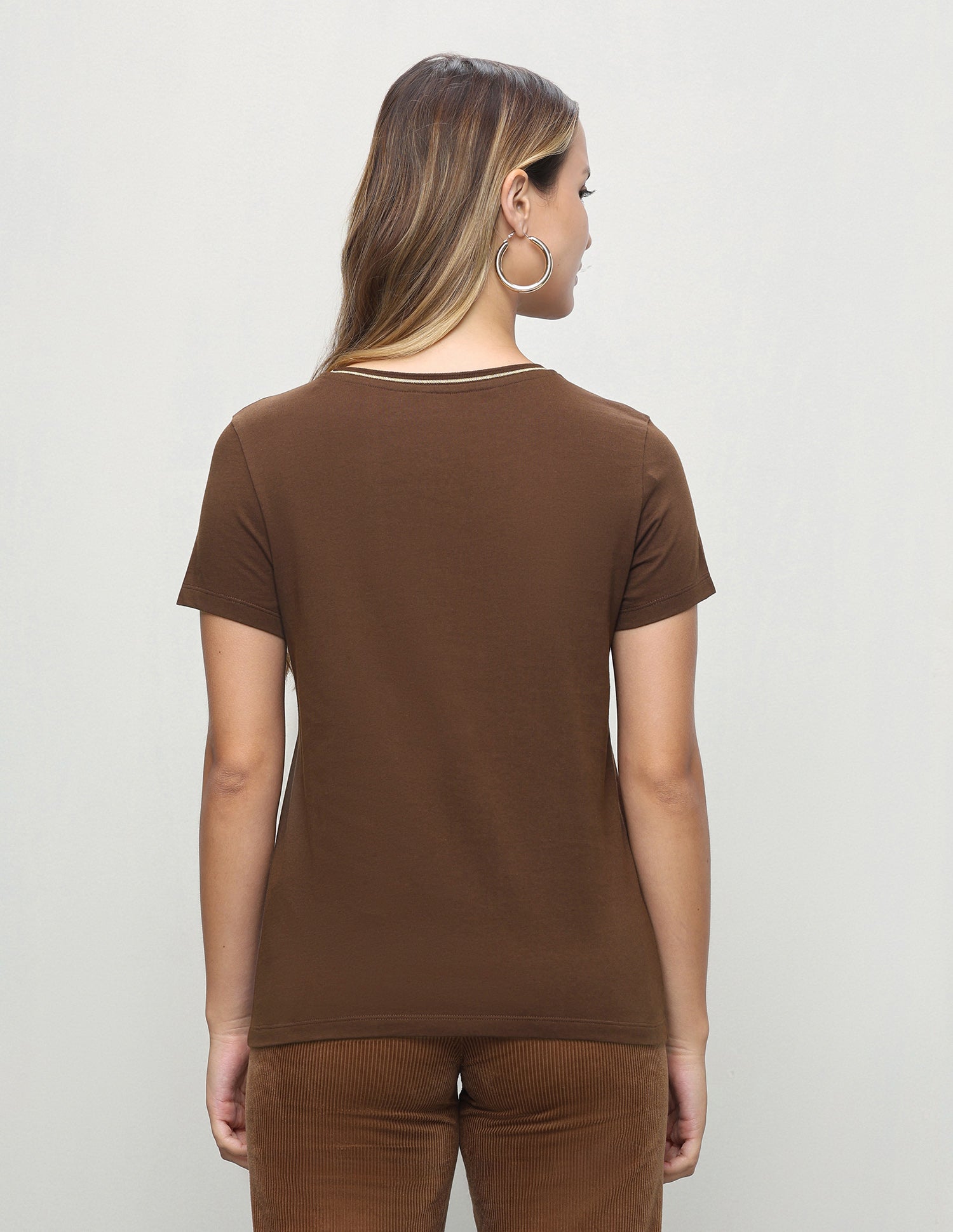 Brand Embellished Regular Fit T-Shirt Brown - U.S. Polo Assn. India | Large