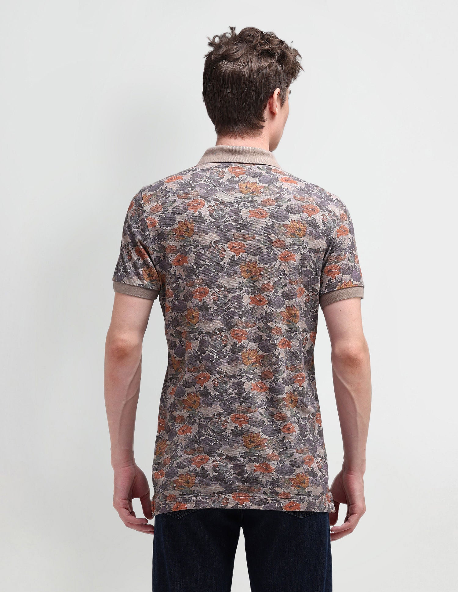 Muscle Fit Floral Polo Shirt Brown - U.S. POLO ASSN. | Large