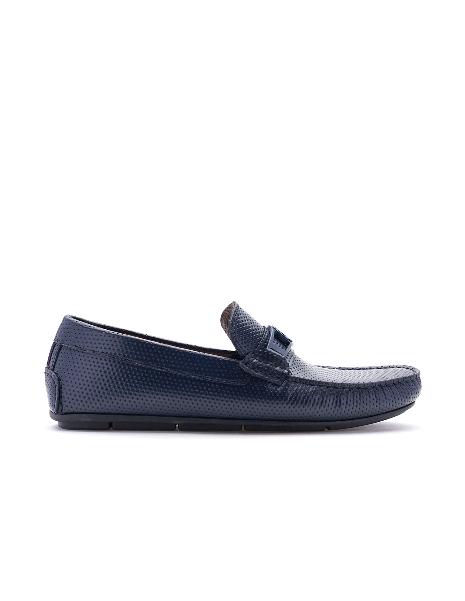 Men Perforated Leather Merren Loafers Navy - U.S. Polo Assn. India | Large