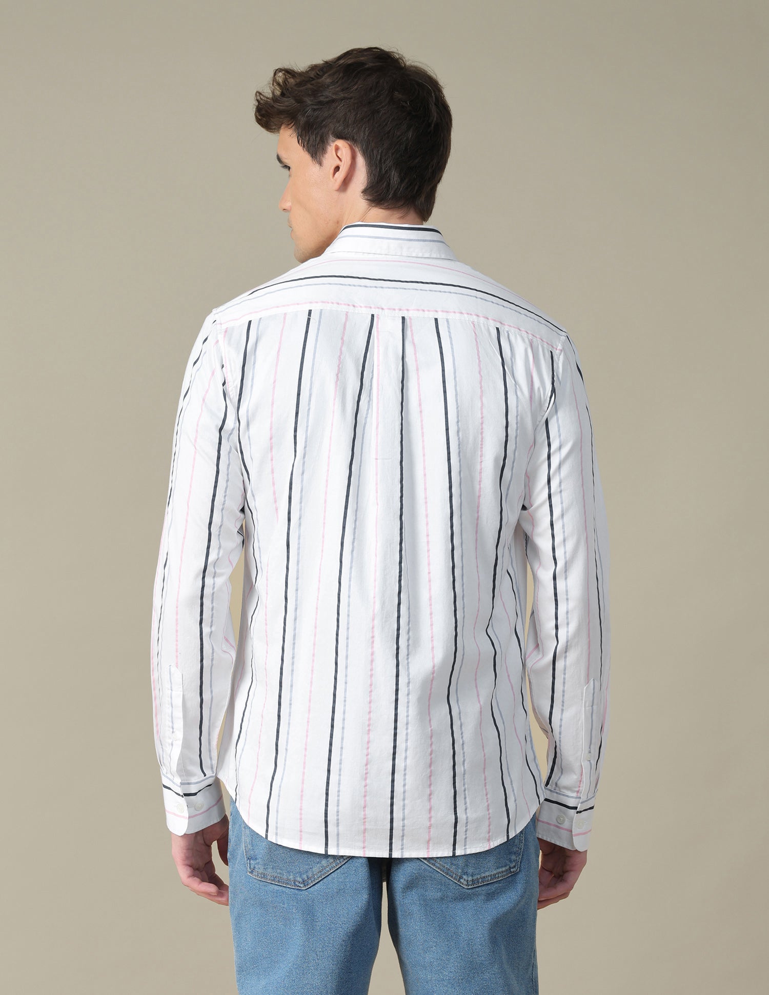 Vertical Striped Satin Shirt Light Blue - U.S. Polo Assn. India | Large