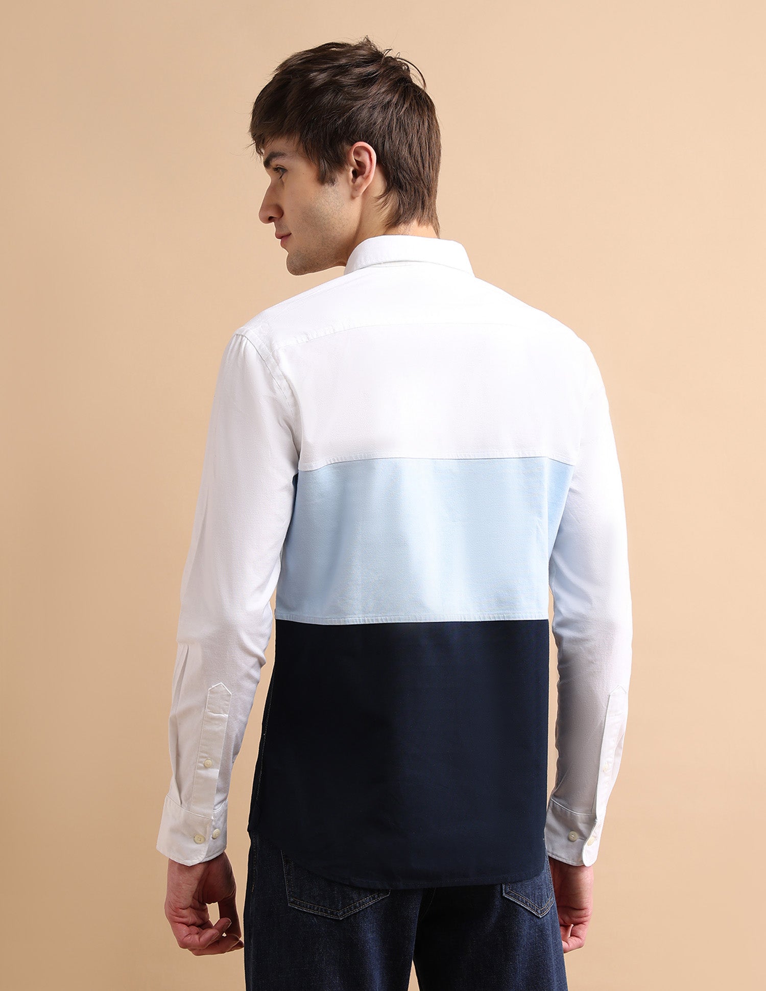 Colour Block Oxford Shirt Navy and White - U.S. POLO ASSN. | Large