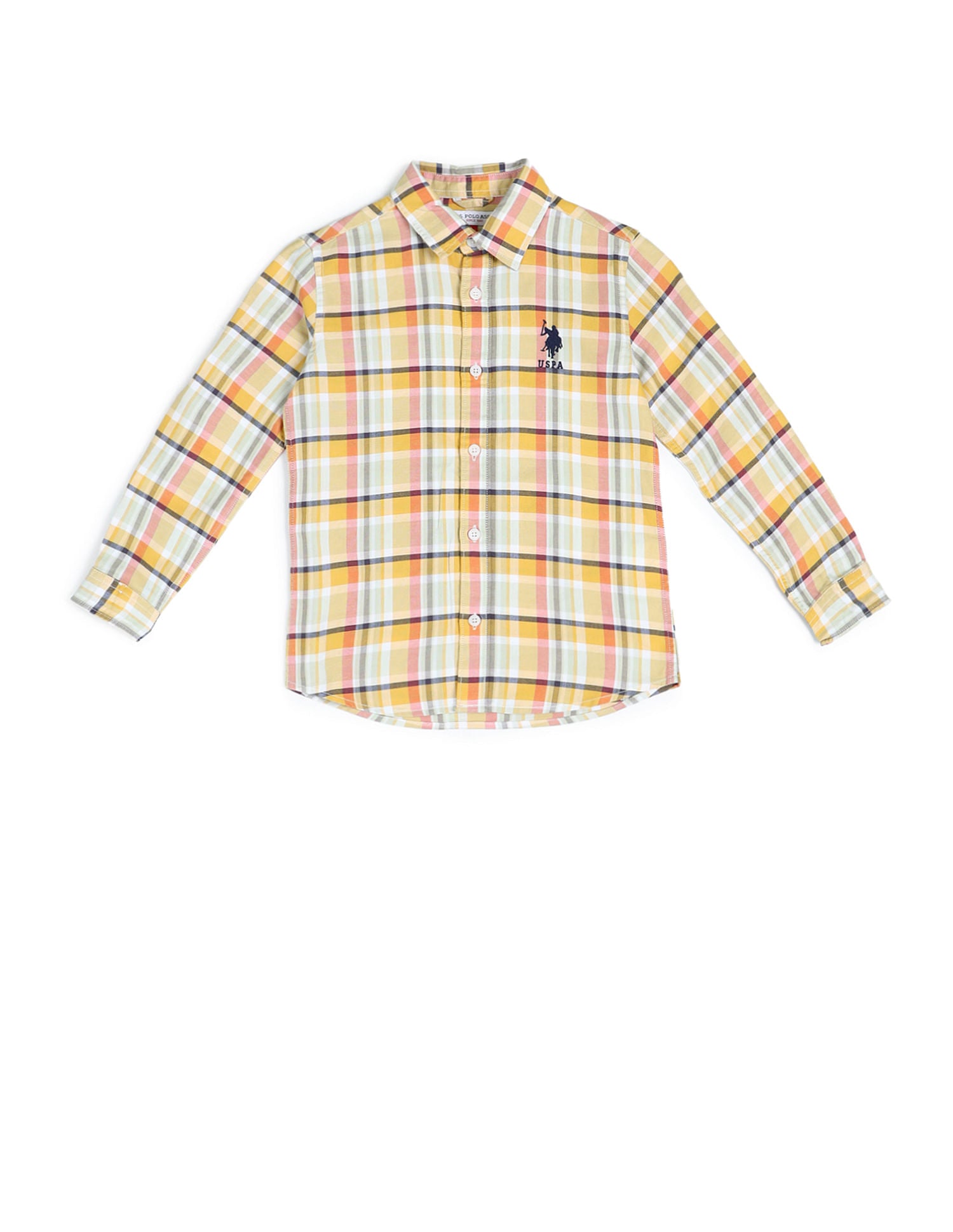 Dobby Regular Fit Checked Shirt Medium Yellow - U.S. POLO ASSN. | Large