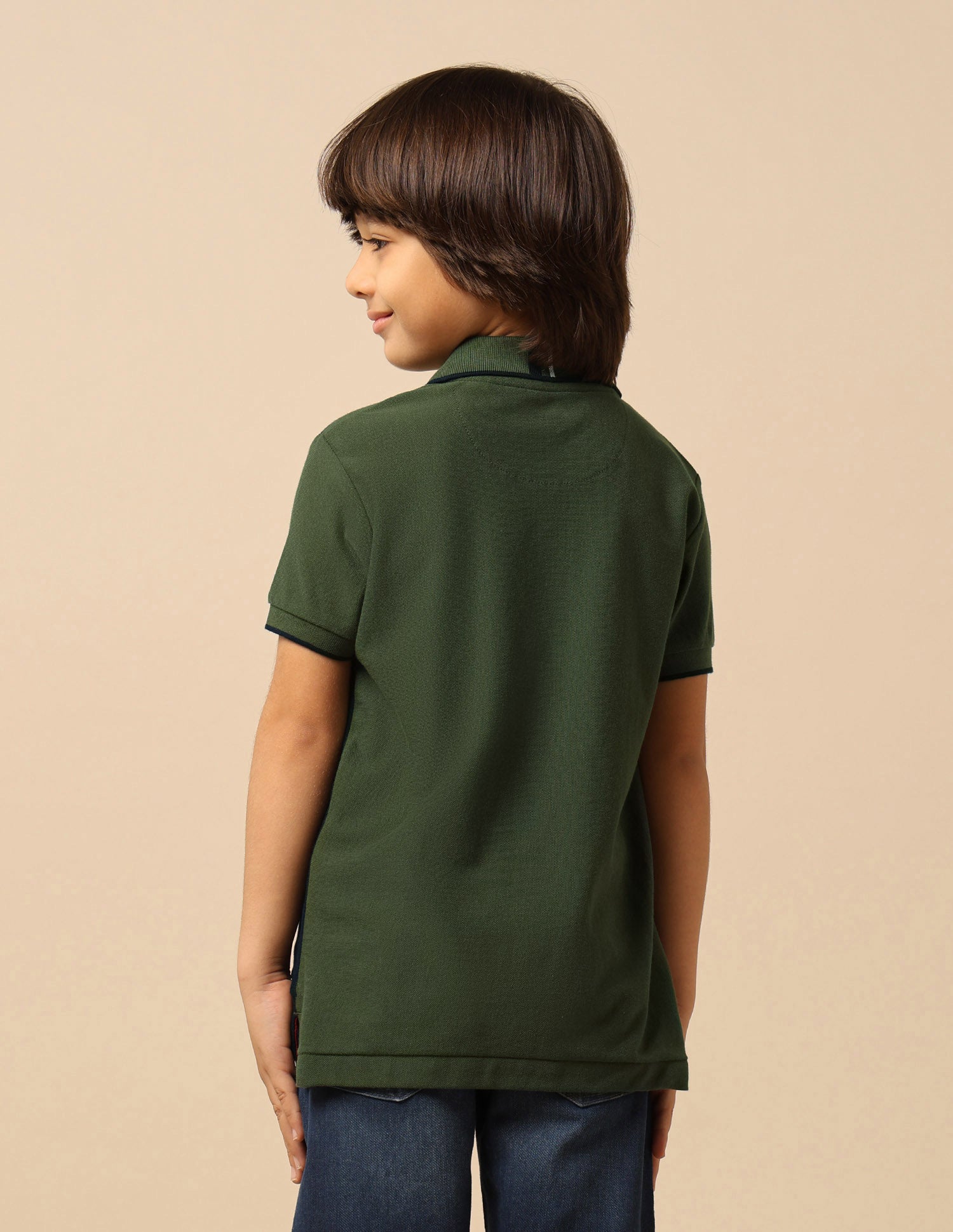 Boys Colour Blocked Regular Fit Polo Shirt Olive - U.S. POLO ASSN. | Large
