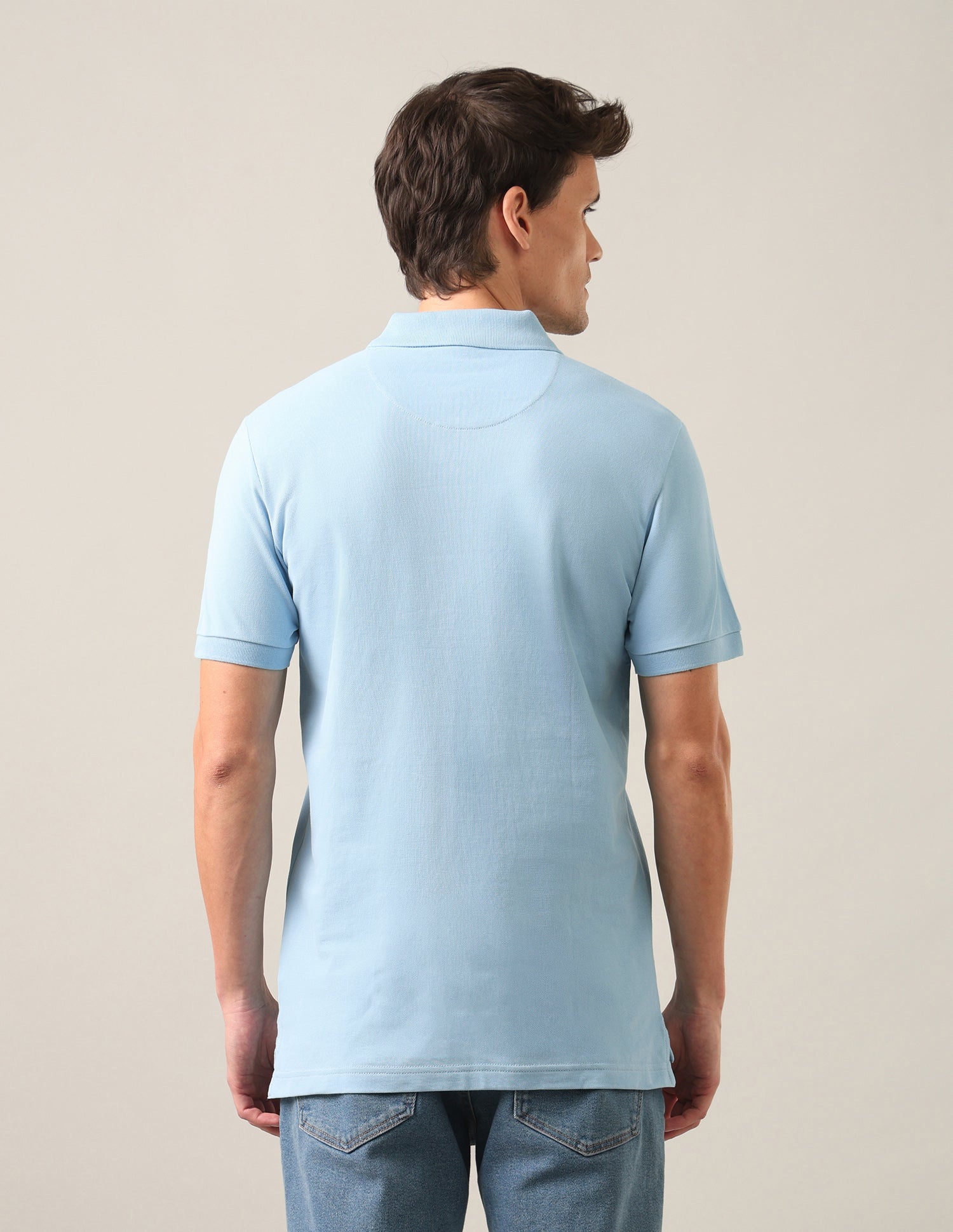 Typographic Brand Printed Slim Fit Polo Shirt Light Blue - U.S. Polo Assn. India | Large