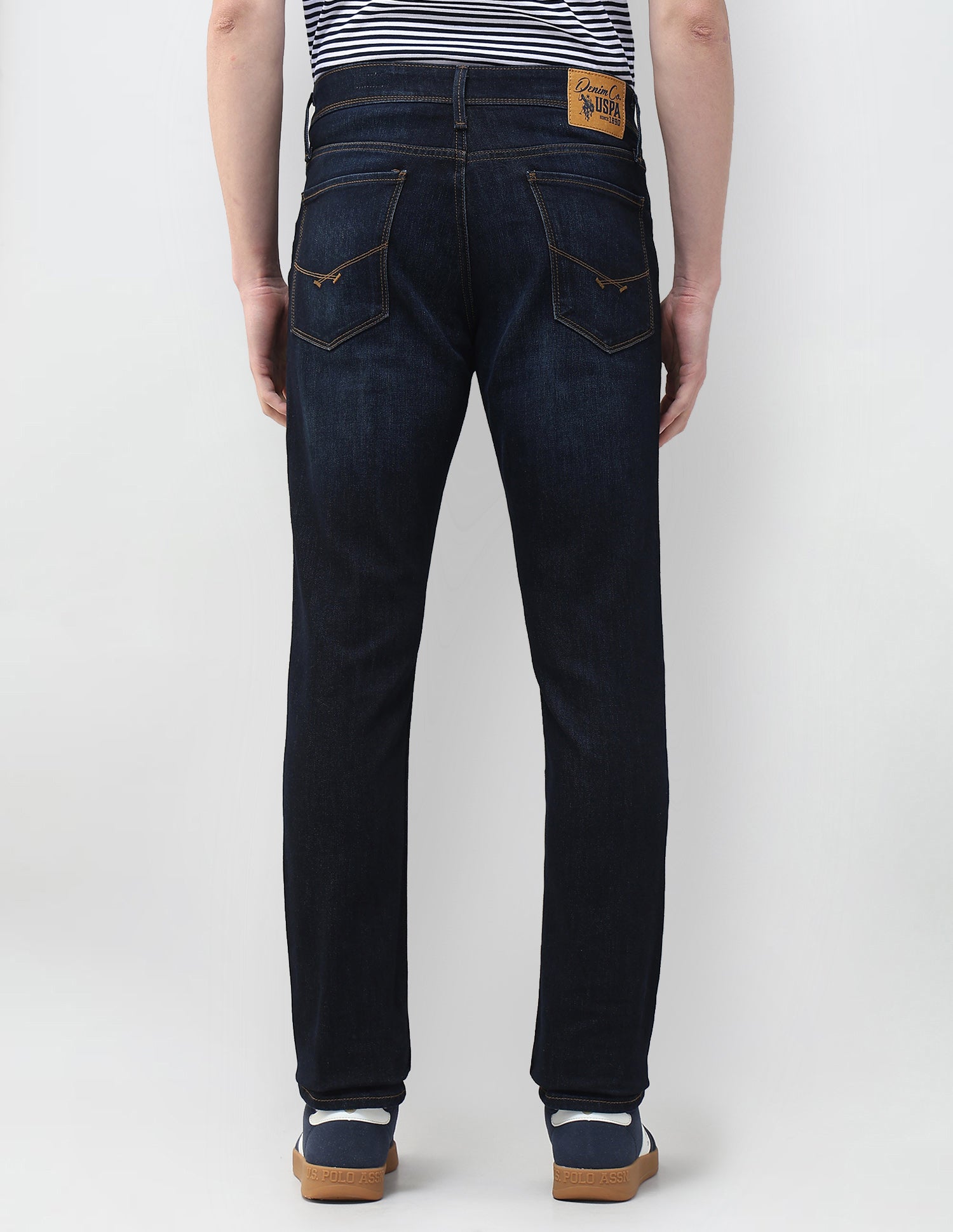 Whiskered Brandon Slim Tapered Fit Jeans Dark Blue - U.S. Polo Assn. India | Large