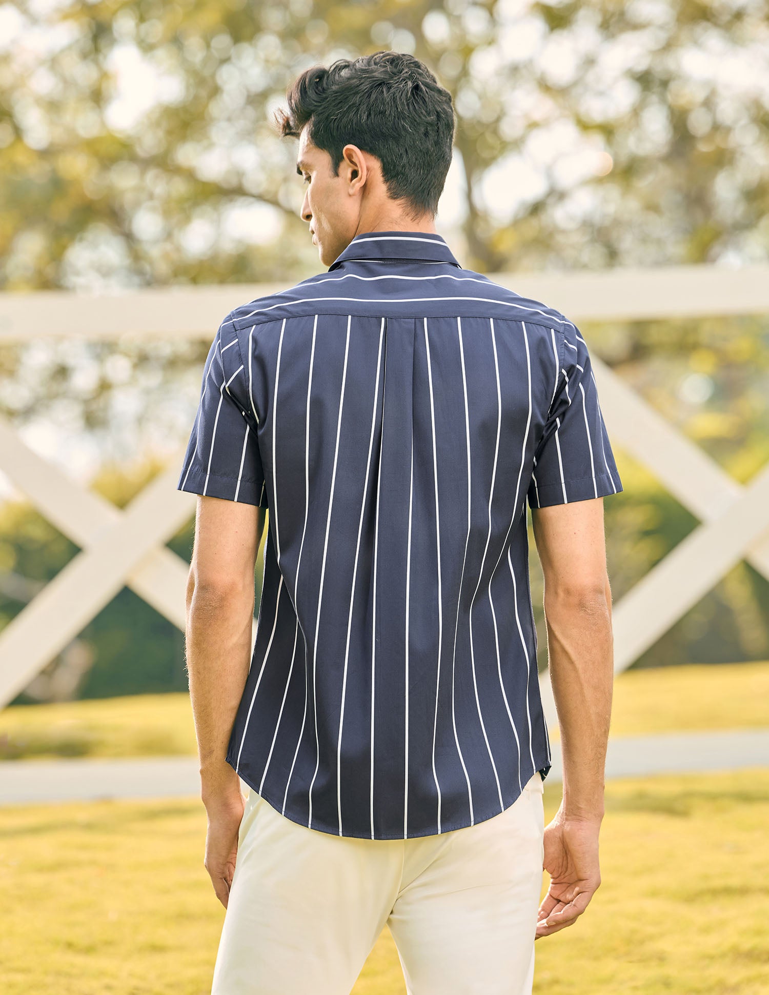 Pacho X Vertical Striped Tailored Fit Shirt Navy - U.S. POLO ASSN. | Large