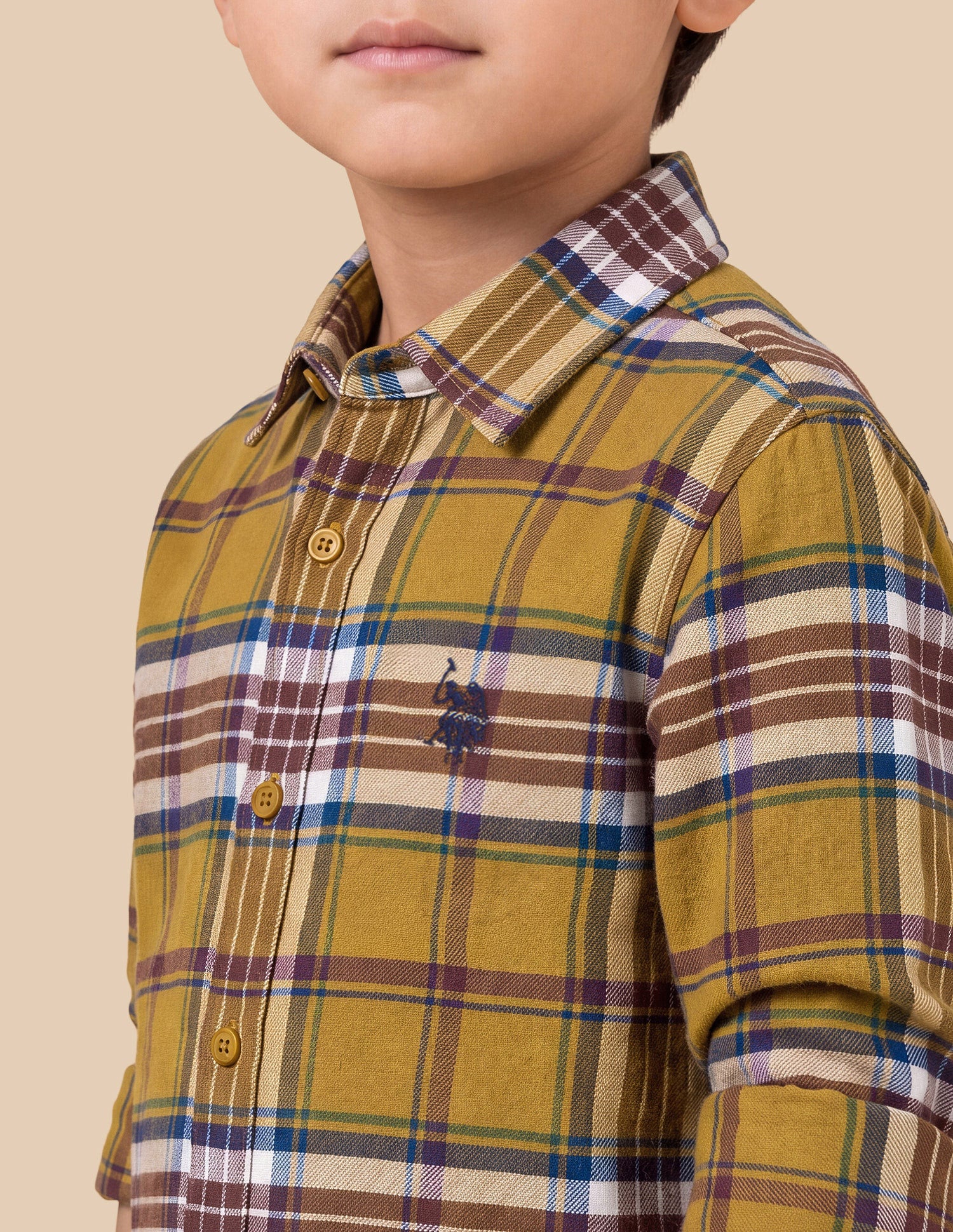 Plaid Checked Twill Shirt Mustard - U.S. Polo Assn. India | Large