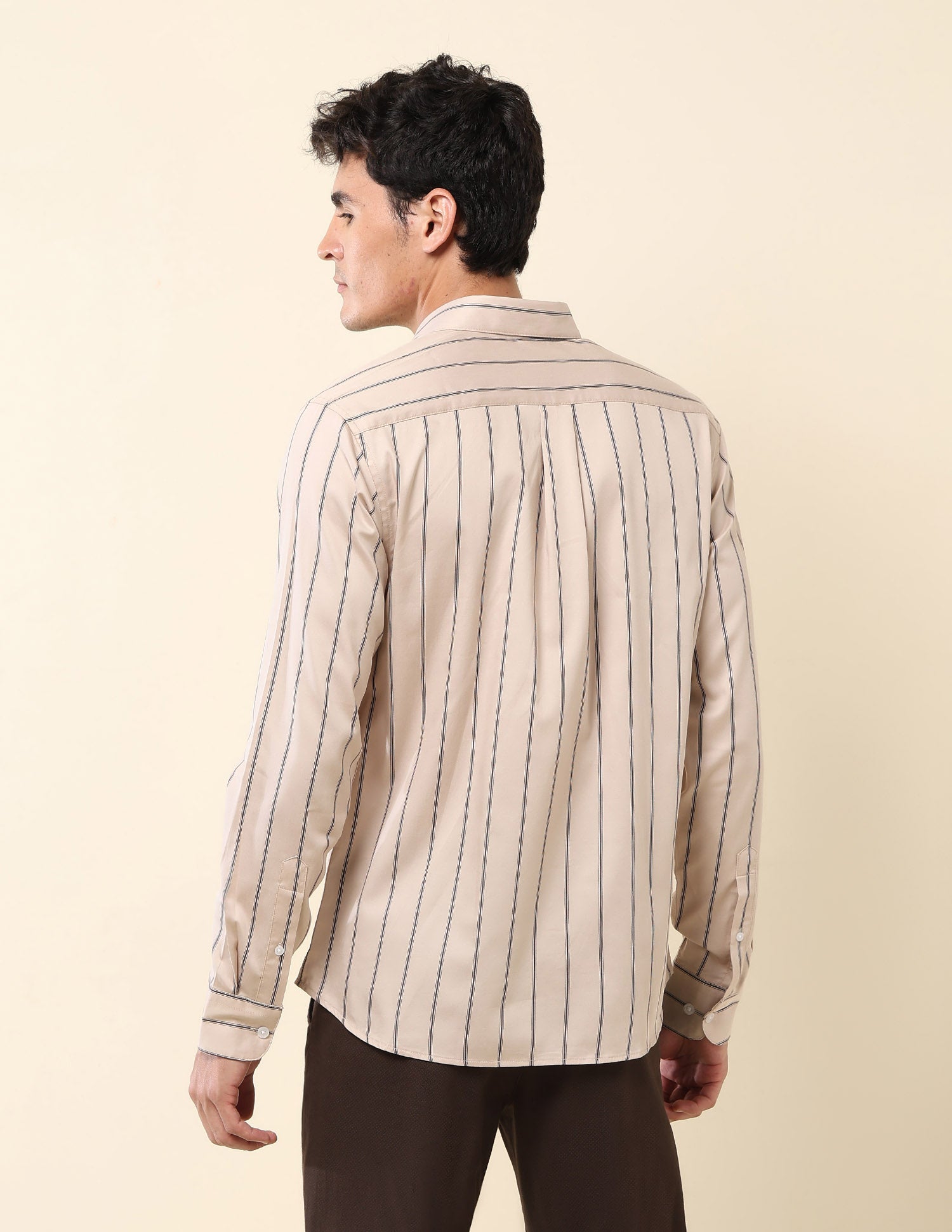 Vertical Striped Tailored Fit Shirt Khaki - U.S. Polo Assn. India | Large