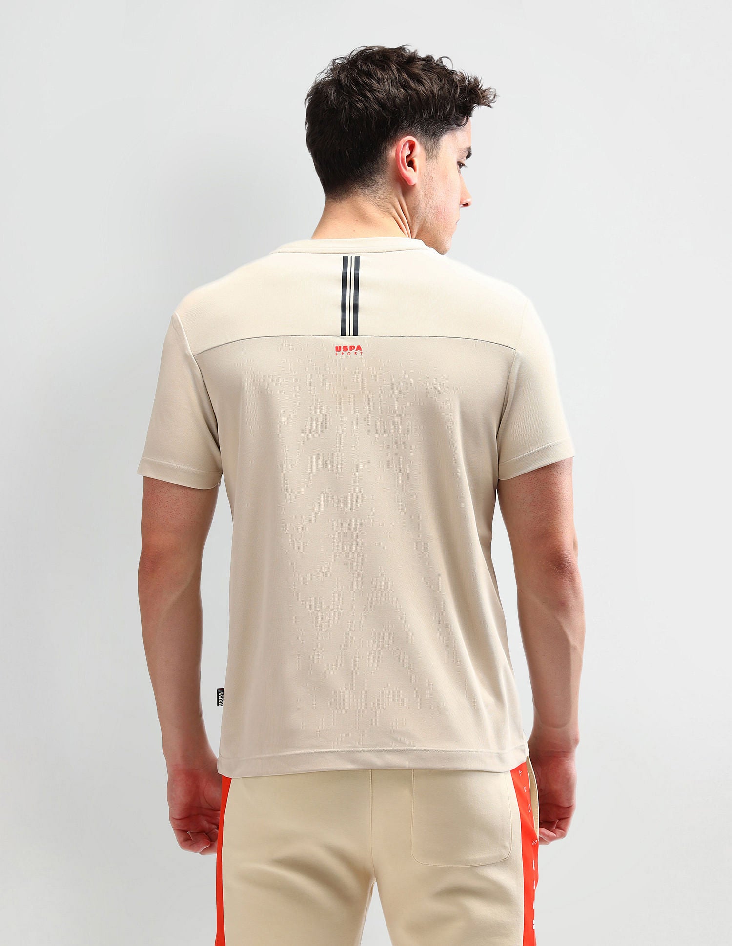 Slim Fit Striped T-Shirt Beige - U.S. Polo Assn. India | Large