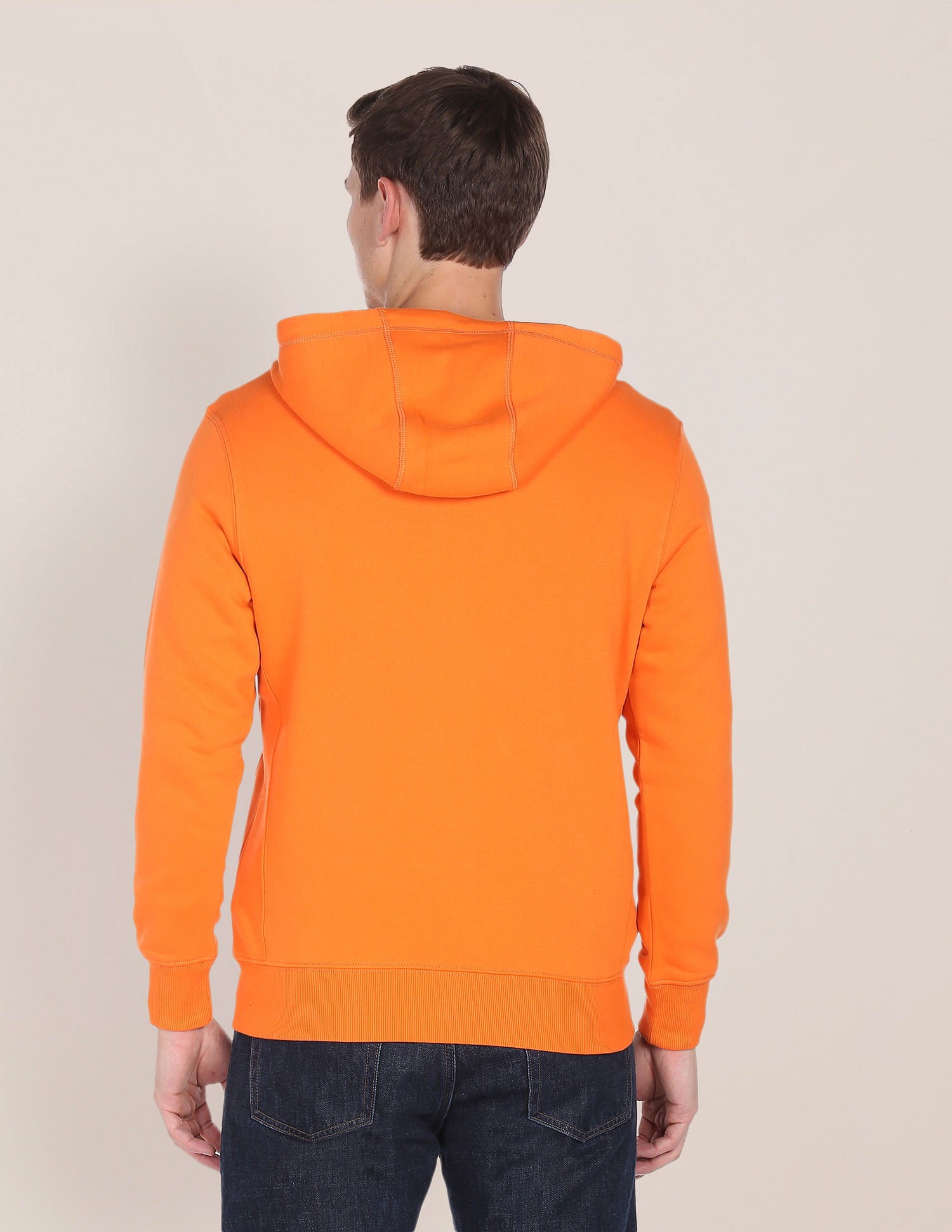 Drawstring Hood Solid Sweatshirt Orange - U.S. Polo Assn. India | Large