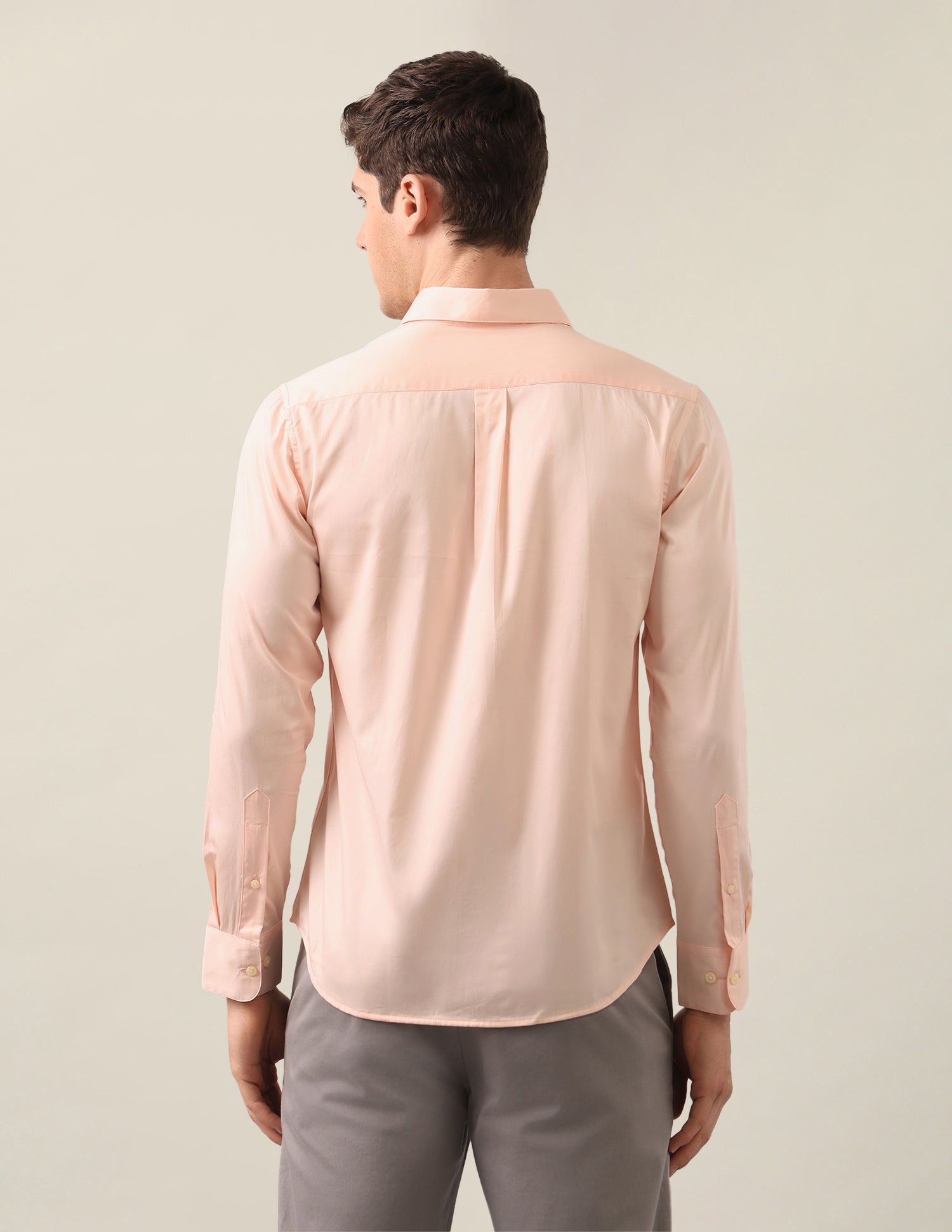 Satin Tailored Fit Shirt Peach - U.S. Polo Assn. India | Large