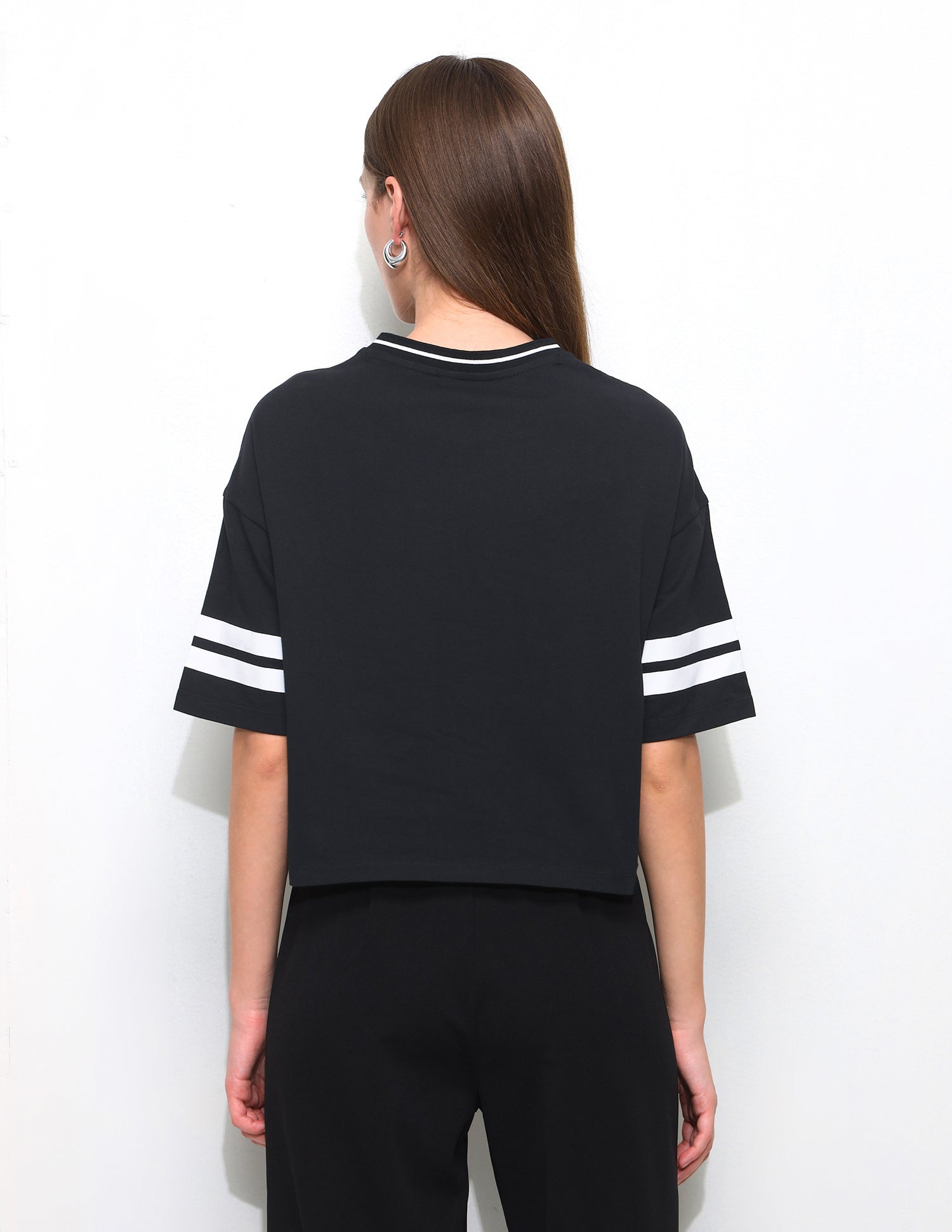 Solid Boxy Fit Varsity T-Shirt Black - U.S. Polo Assn. India | Large