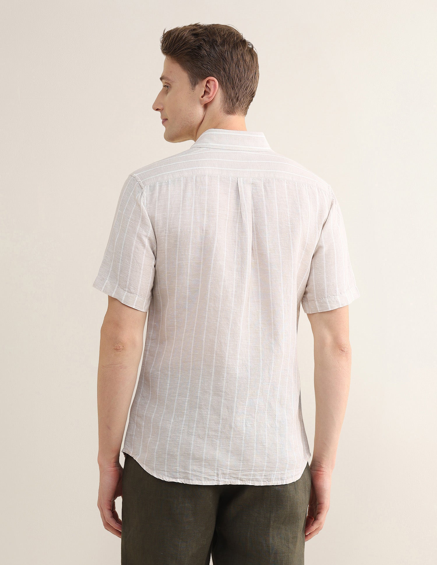 Vertical Striped Regular Fit Shirt Ivory - U.S. Polo Assn. India | Large