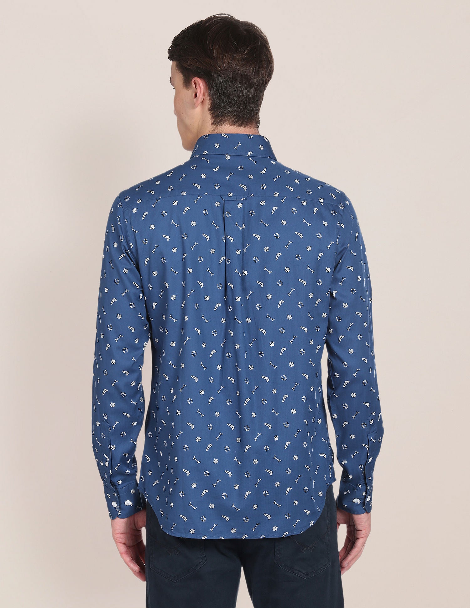 Herringbone All Over Print Casual Shirt Navy - U.S. Polo Assn. India | Large