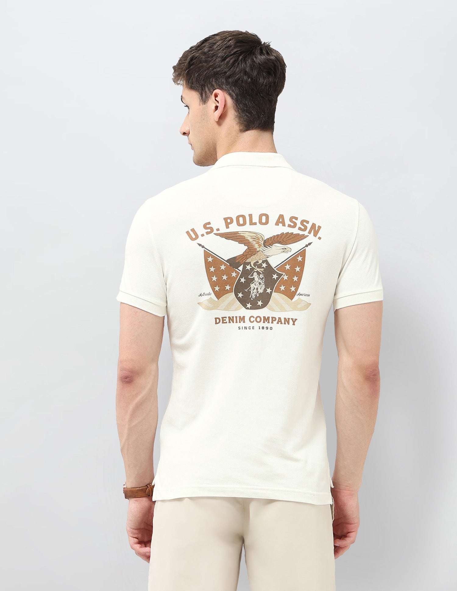 Graphic Brand Printed Regular Fit Polo Shirt Ivory - U.S. POLO ASSN. | Large