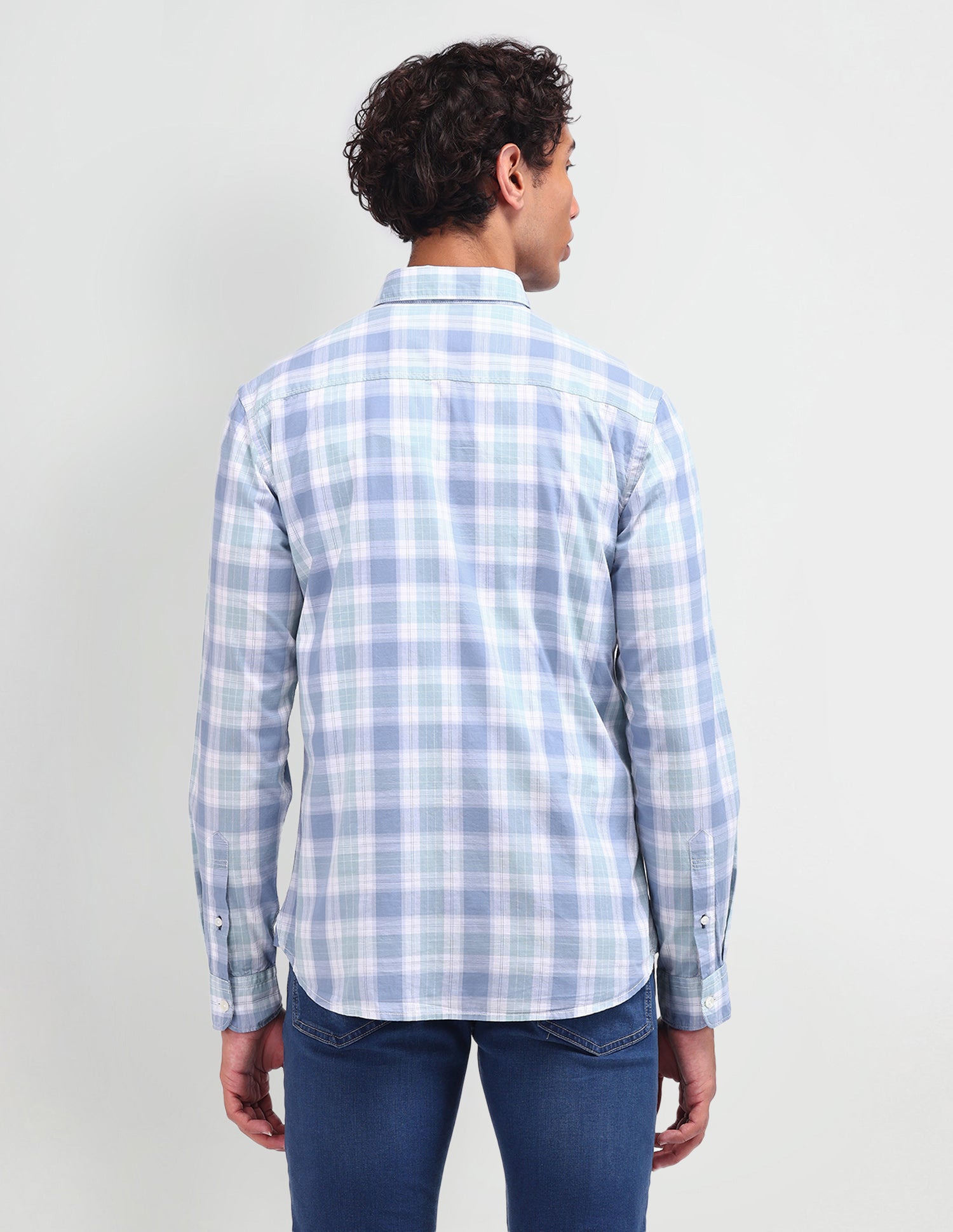 Dupplin Checked Poplin Shirt Light Green - U.S. Polo Assn. India | Large