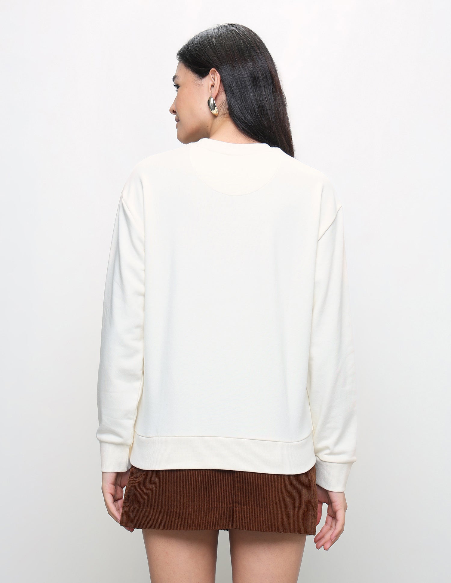 Brand Floral Embroidered Relaxed Fit Sweatshirt Off White - U.S. Polo Assn. India | Large