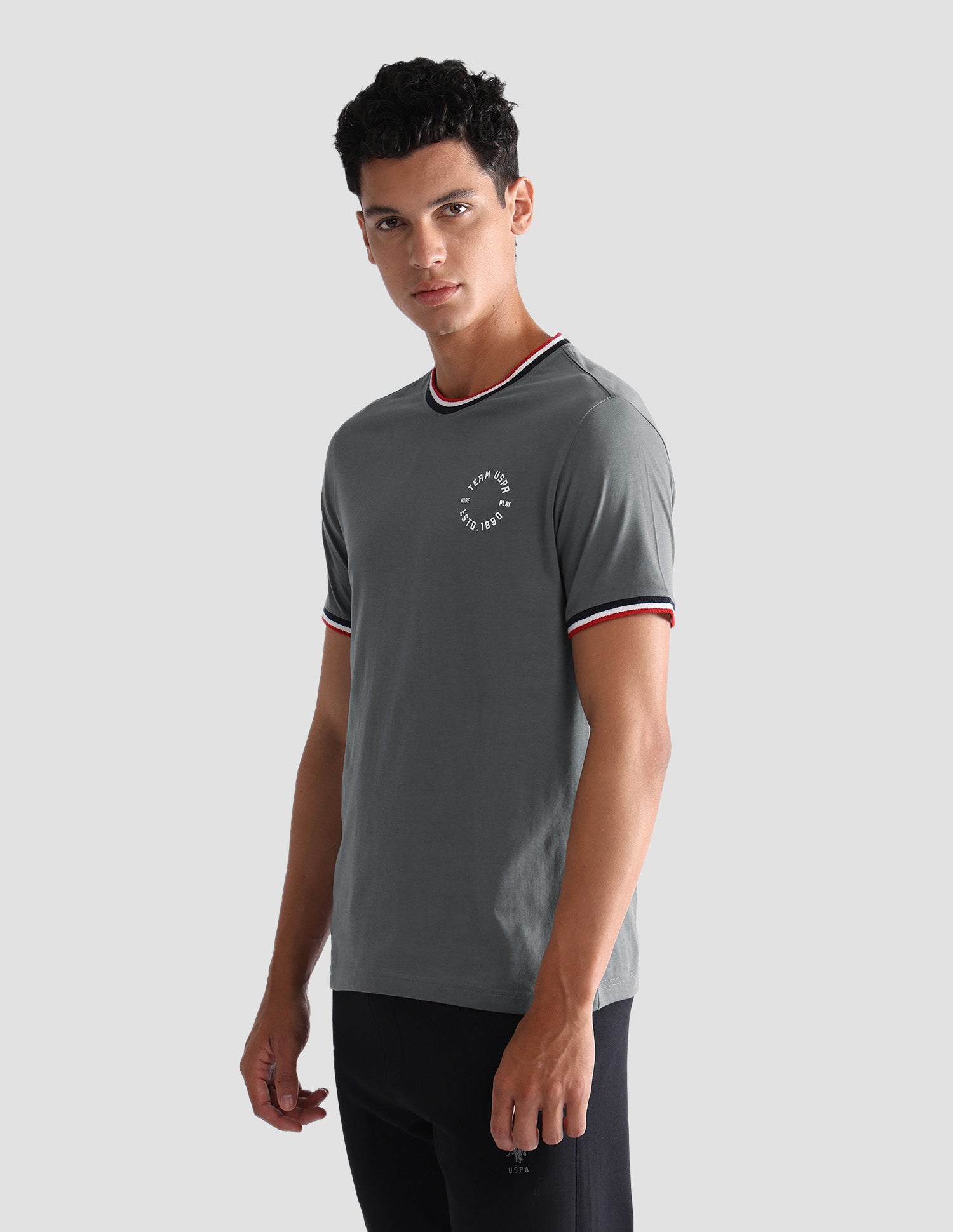 Comfort Fit Pure Cotton OEE01 Lounge T-Shirt - Pack Of 2 Dark Grey and Dark Wine - U.S. POLO ASSN. | Large