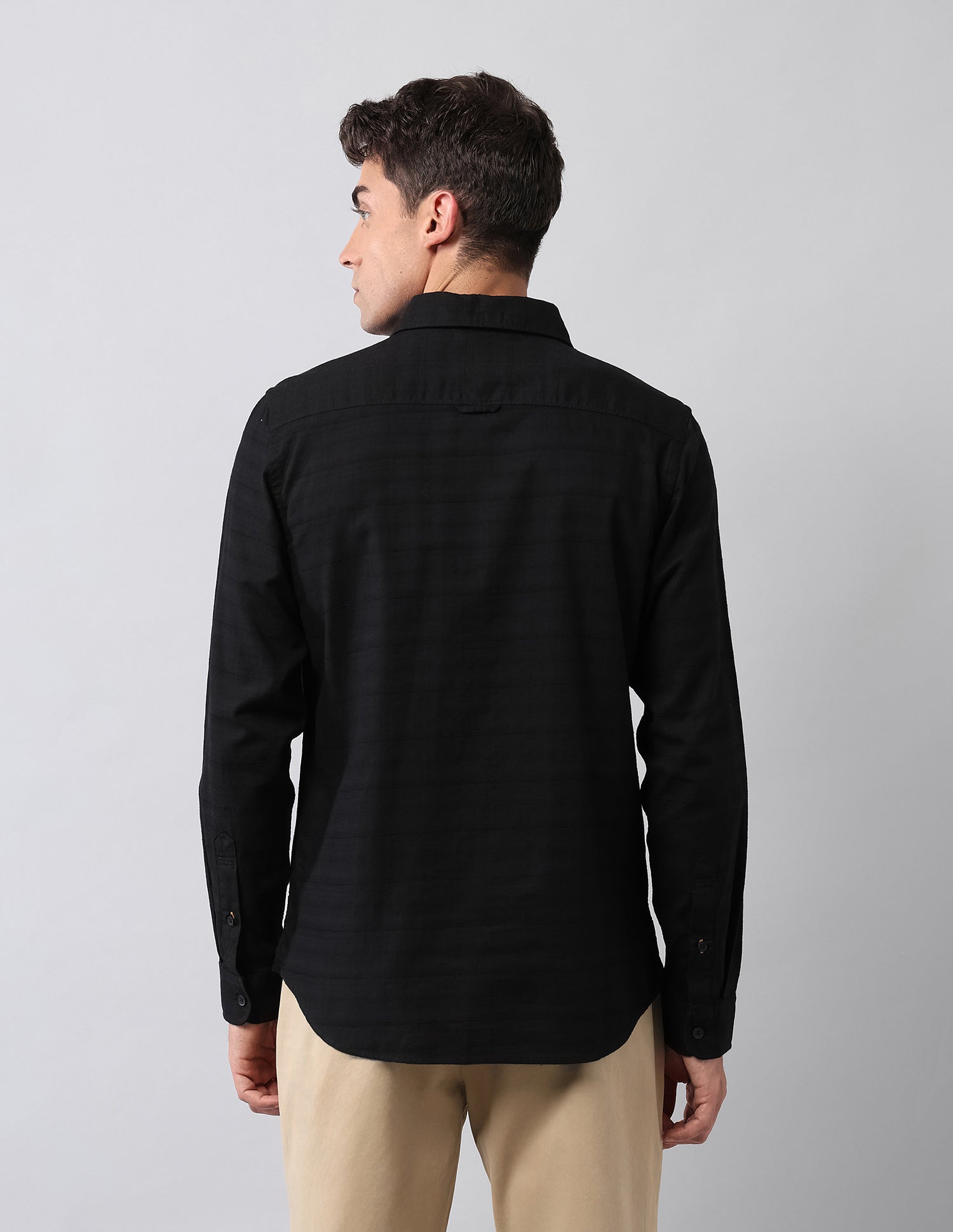 Textured Regular Fit Shirt Black - U.S. Polo Assn. India | Large