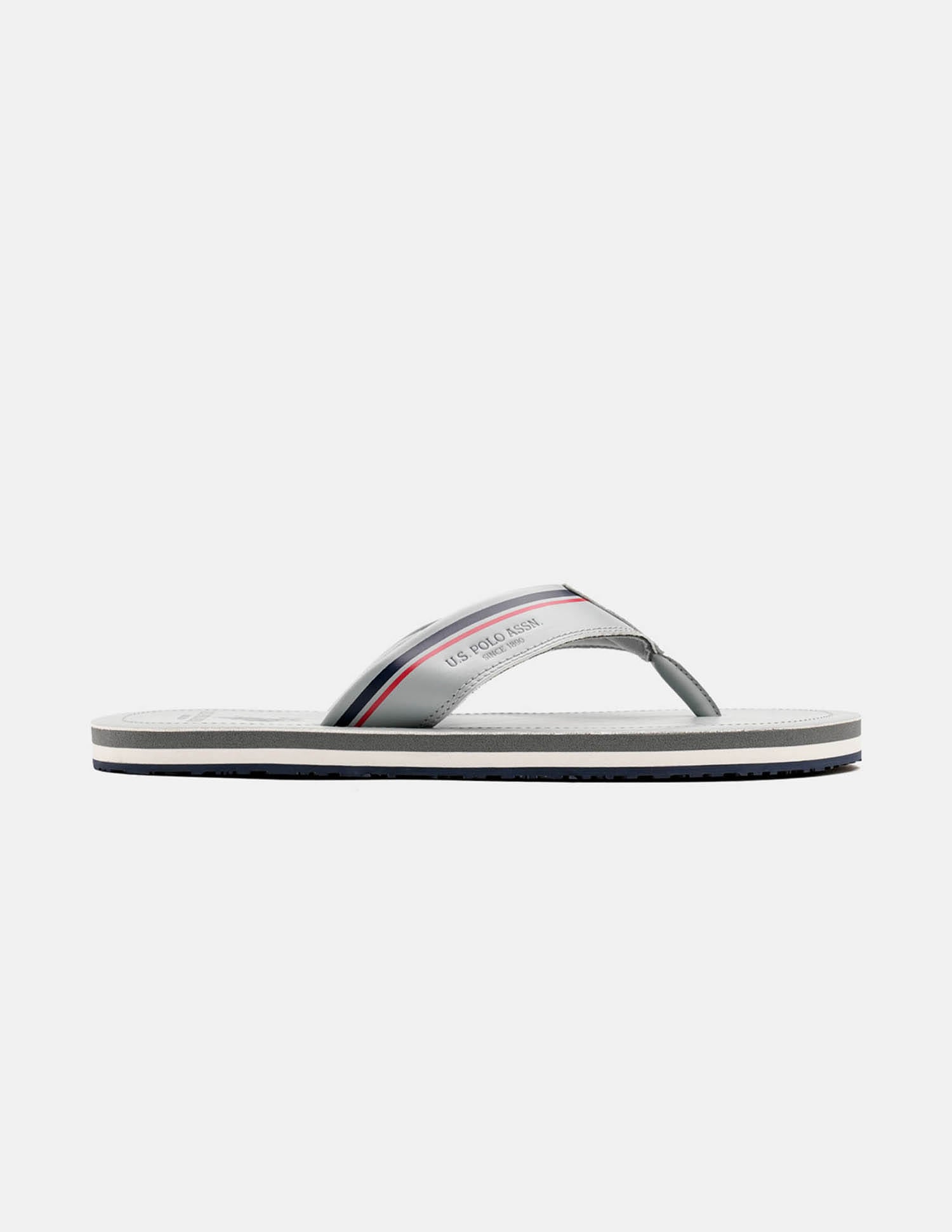 Men Nesta Striped Flip Flops Light Grey - U.S. Polo Assn. India | Large