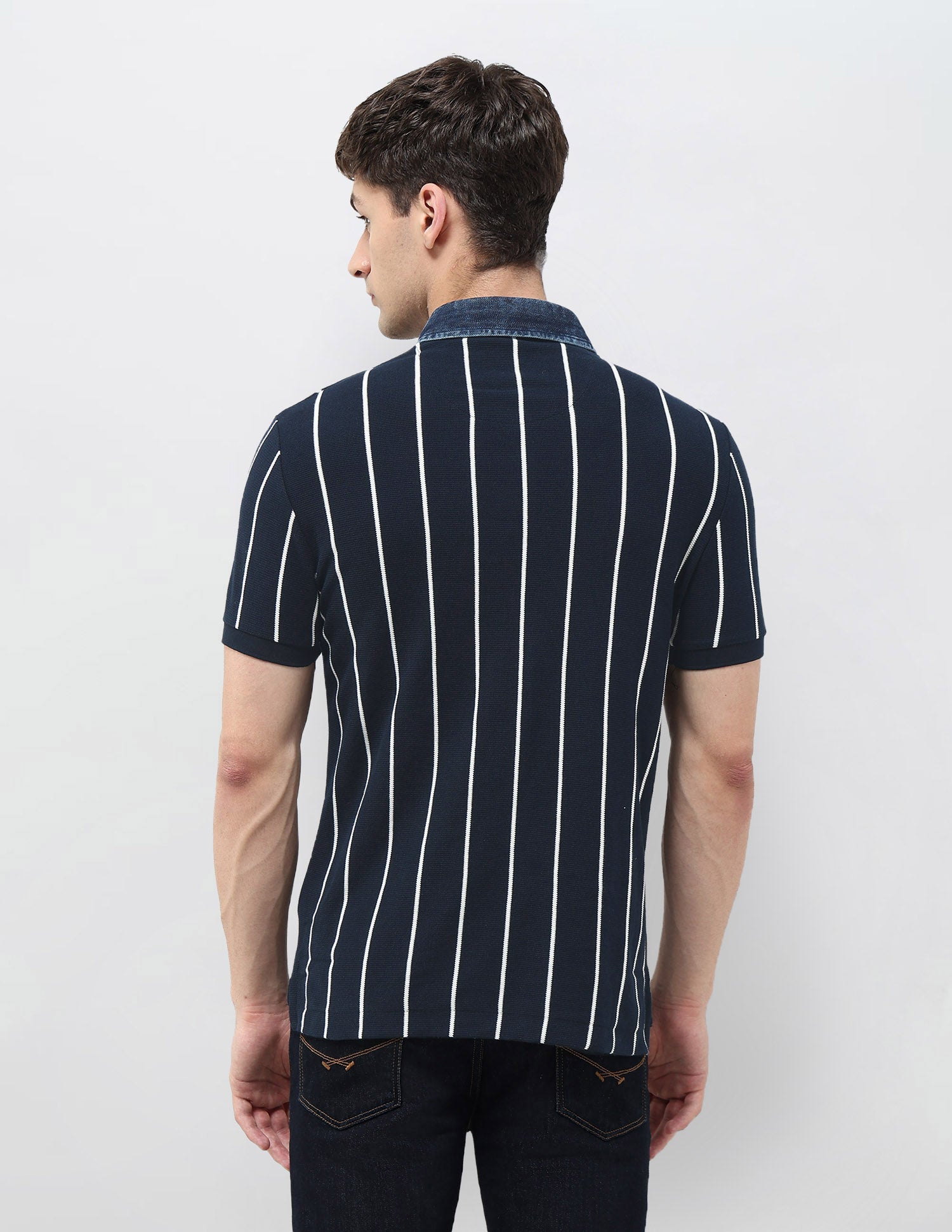 Vertical Striped Monochrome Polo Shirt Navy - U.S. POLO ASSN. | Large